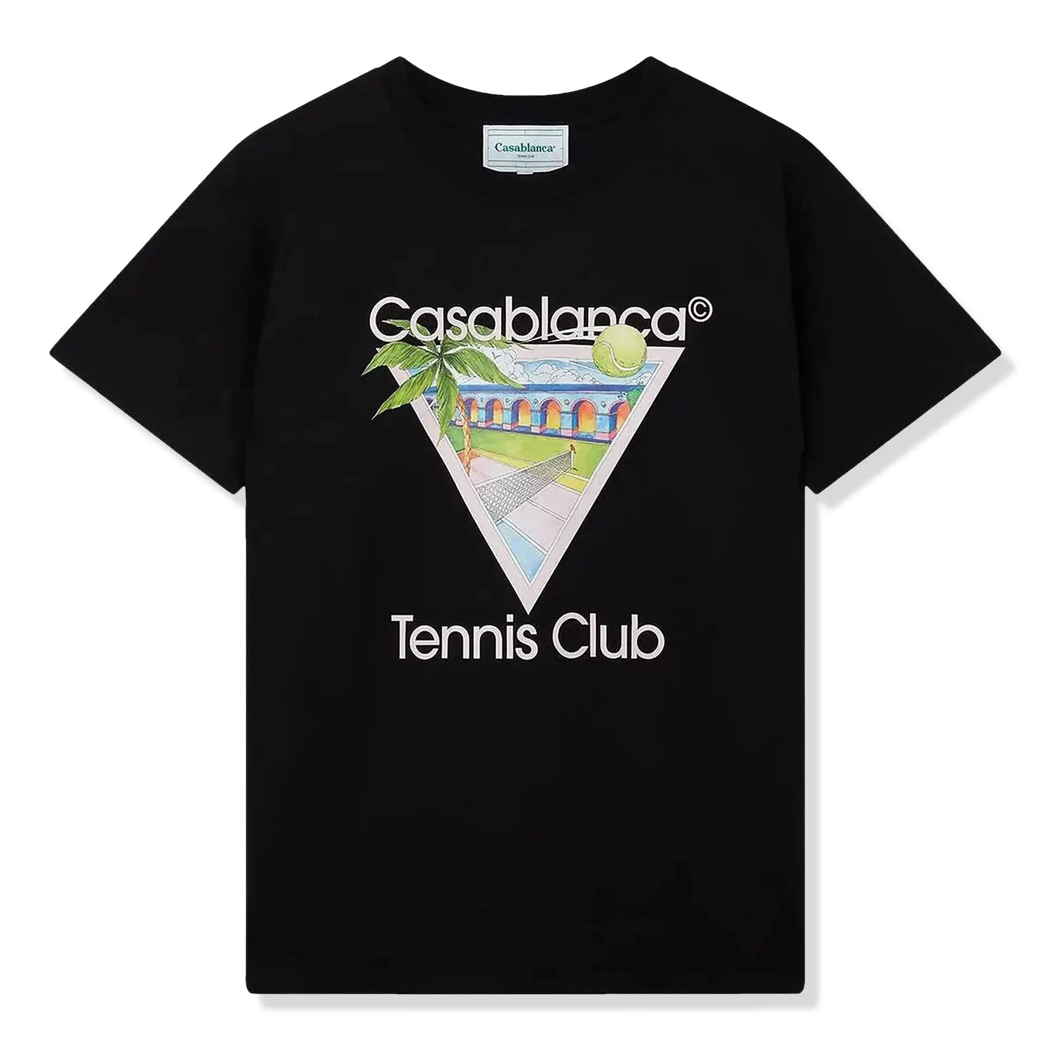 Front View of Casablanca Tennis Club Icon Black T-Shirt 
