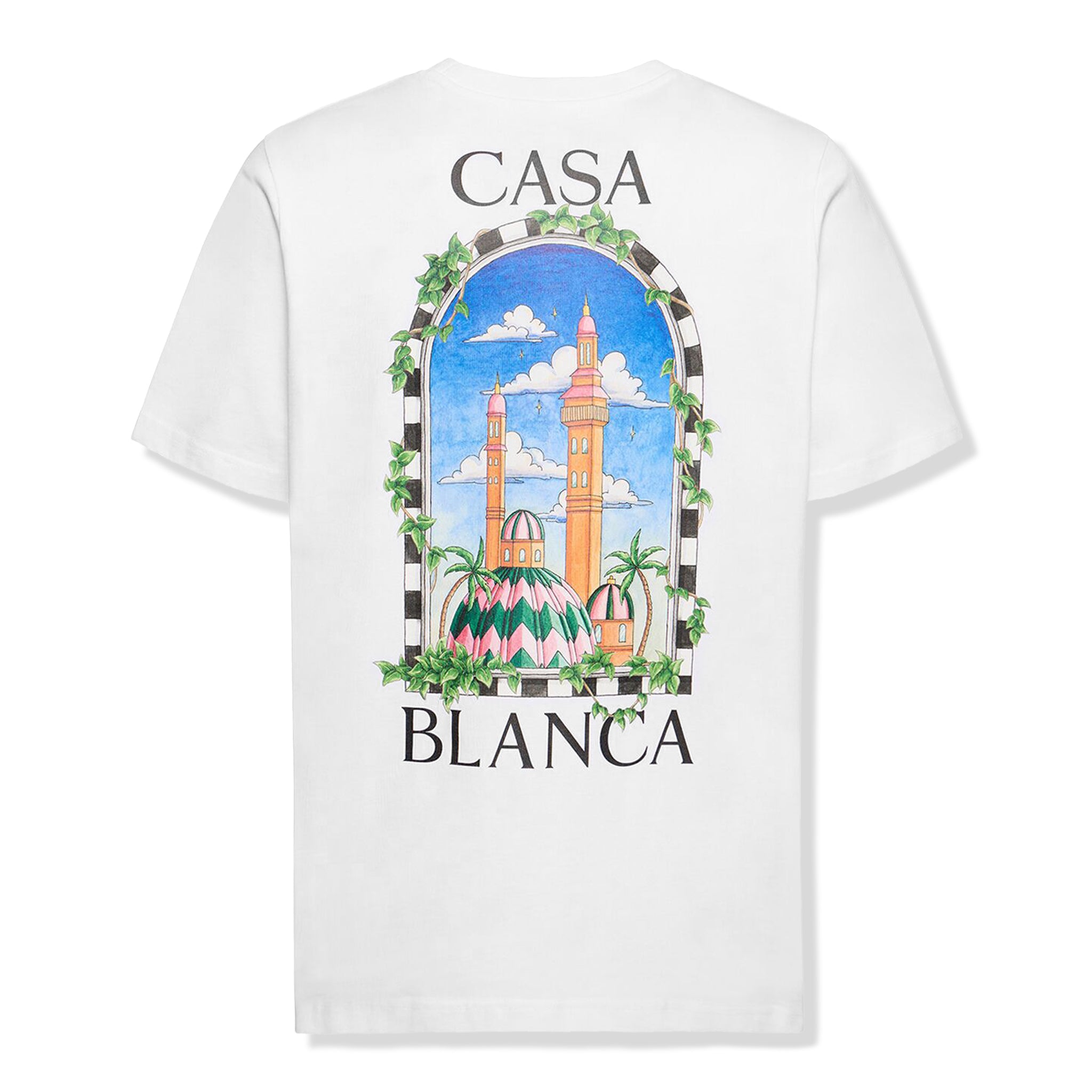Back view of Casablanca Vue De Damas T Shirt White MF23-JTS-001-23