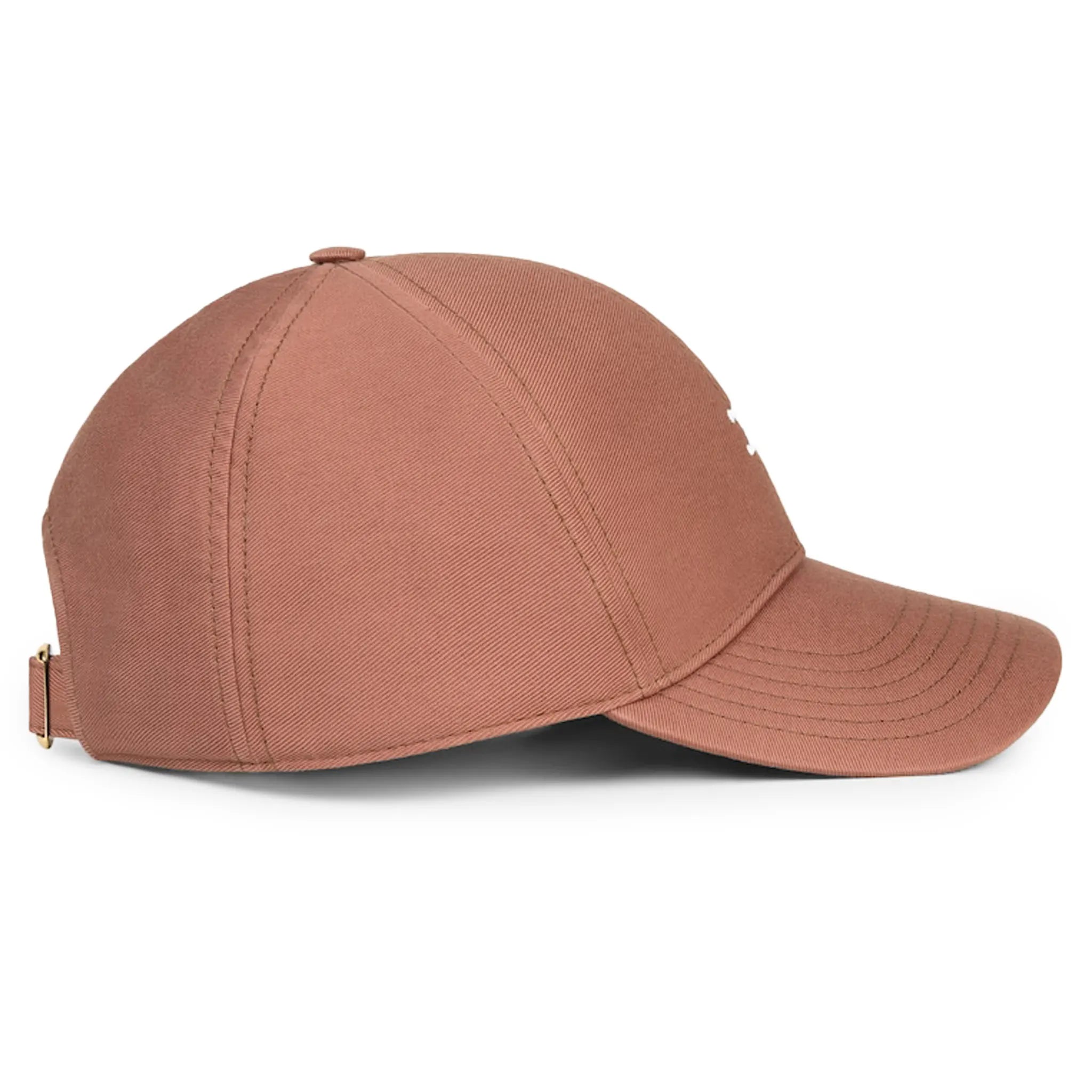 Side View of Celine Triomphe Gabardine Coton Washed Cuivre Rose Baseball Cap CAP AA0B3234X_CAX5