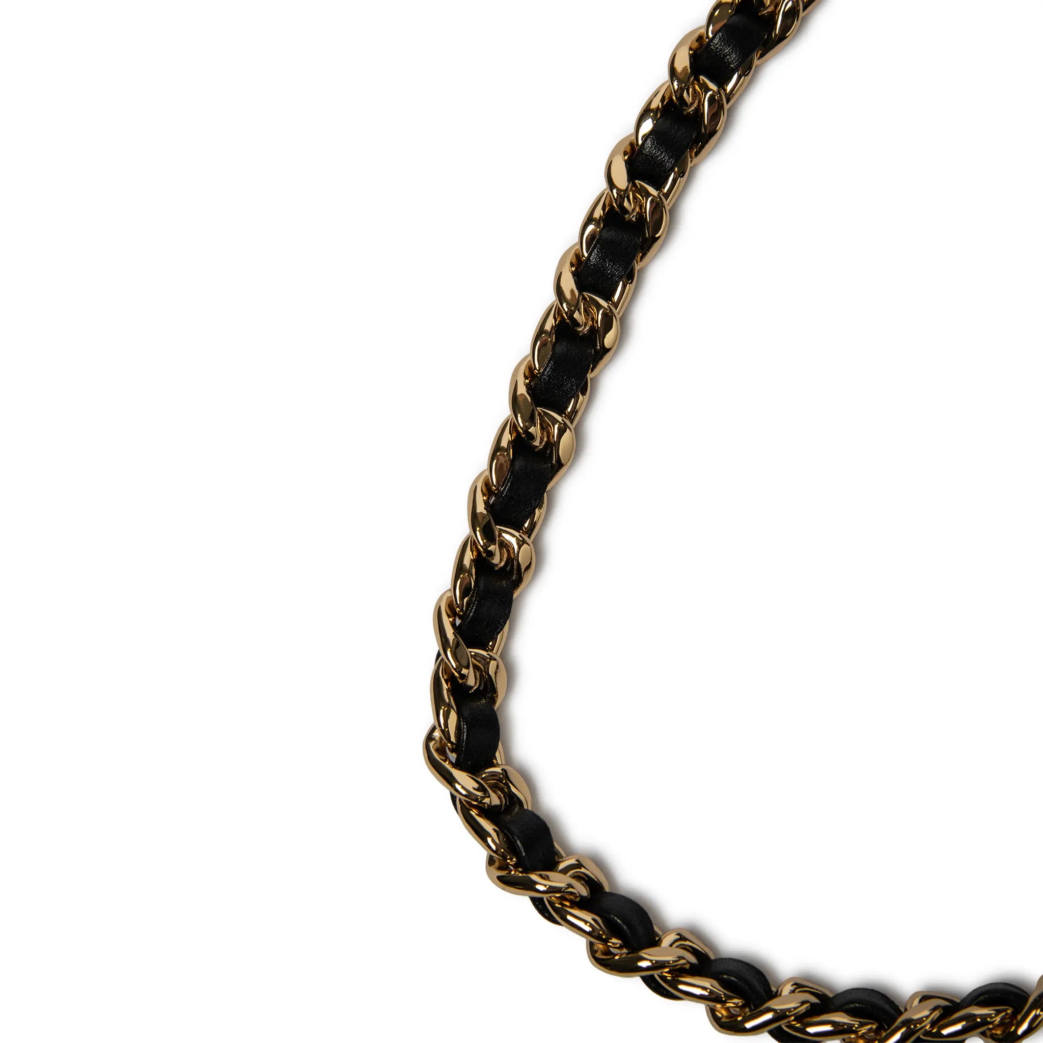 Detailed Chain View of Chanel 25 Grained Calfskin Gold Tone Metal Black Small Handbag AS5293-B20304-94305