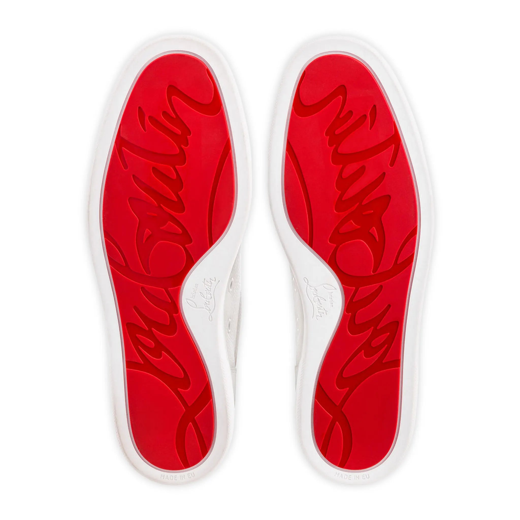 Sole View of Christian Louboutin Rantulow Flat White Grain