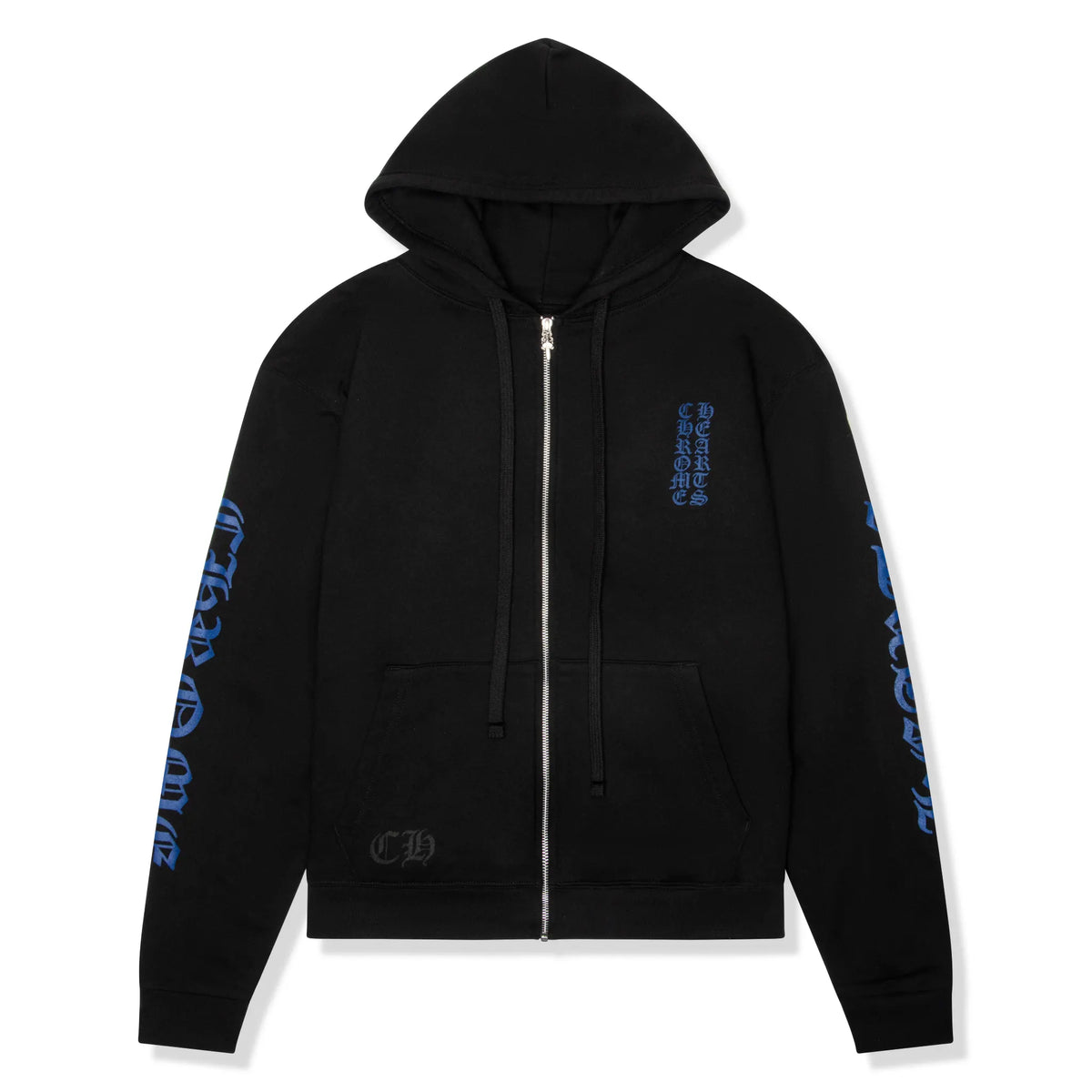Chrome Hearts 1988 Script Logo Zip-Up Black Blue Hoodie |