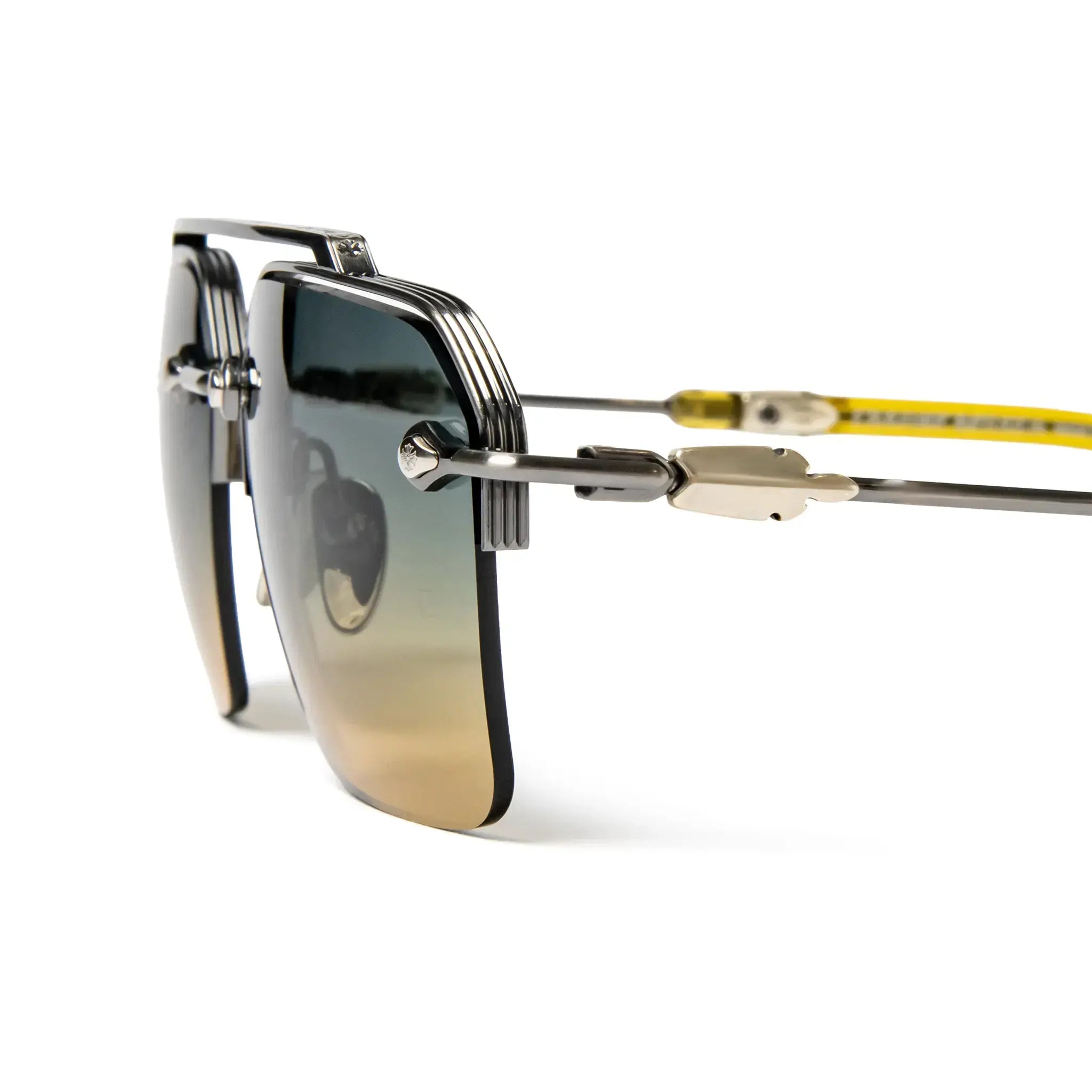 Detailed Side View of Chrome Hearts Bidi Esem 6.0 Pewter Malt Sunglasses 205044_pwr_mal 205044_PWR_MAL