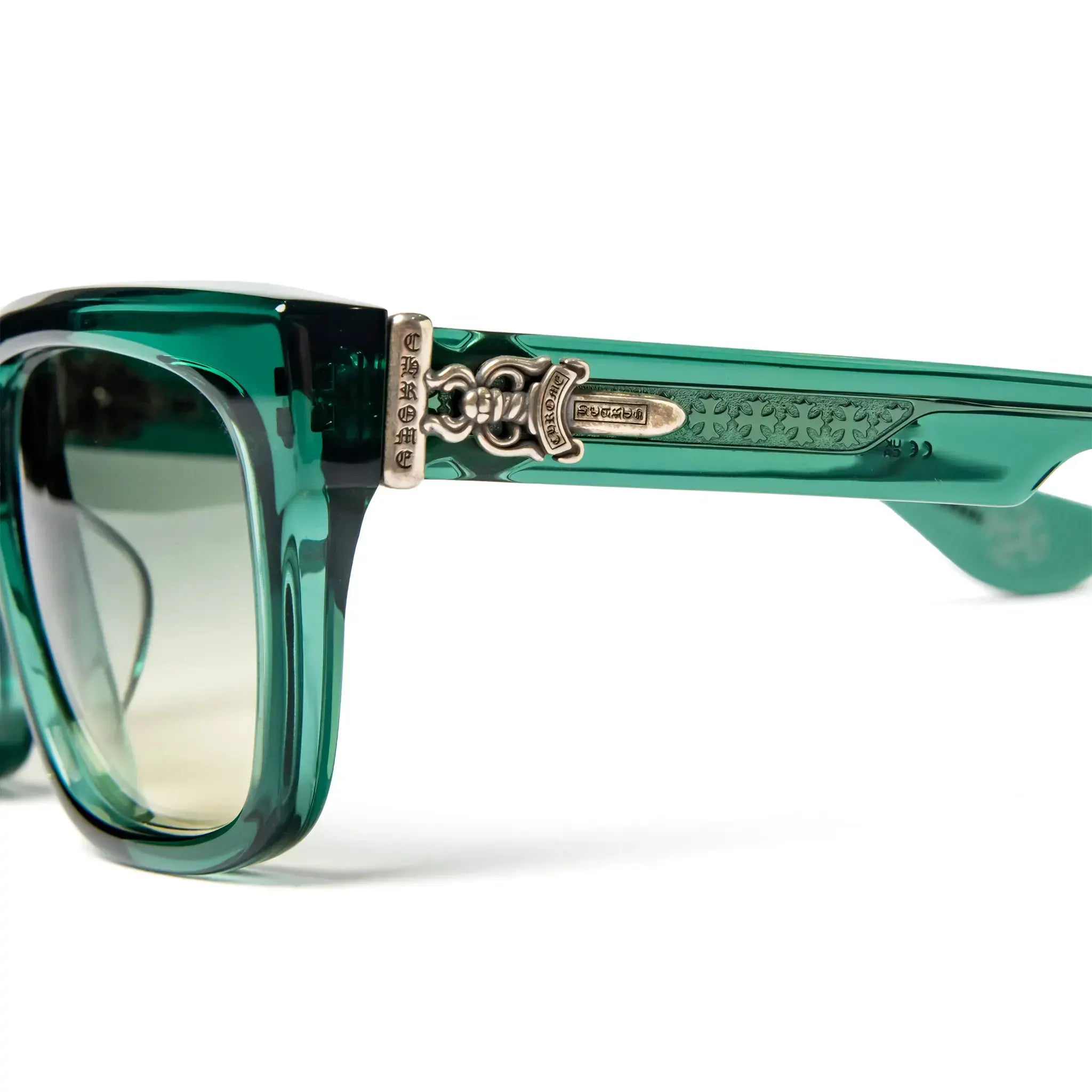 Detailed Side View of Chrome Hearts Box Officer 6.0 Marine Sunglasses 174896_MAR