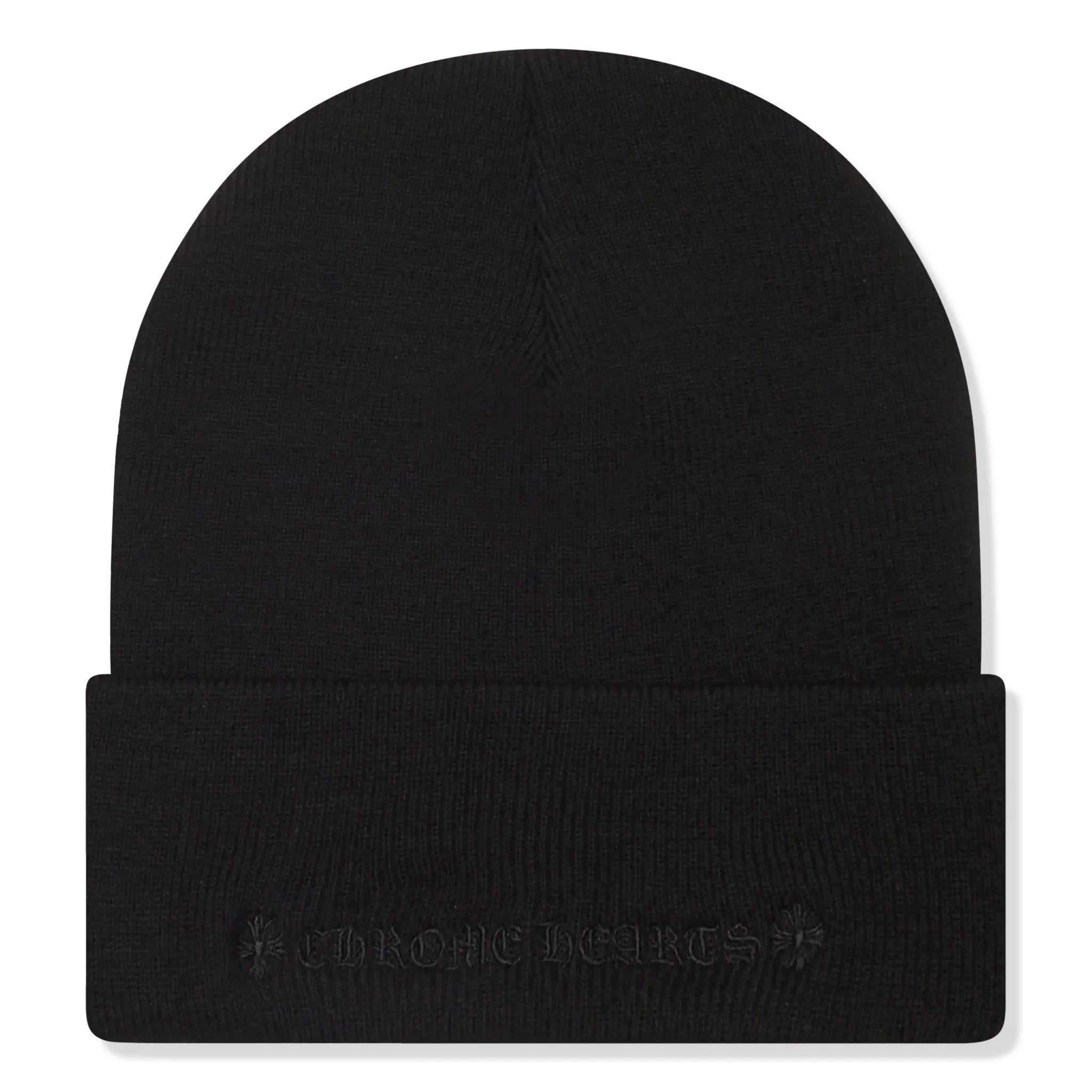 Back View of Chrome Hearts CH Logo Black Beanie