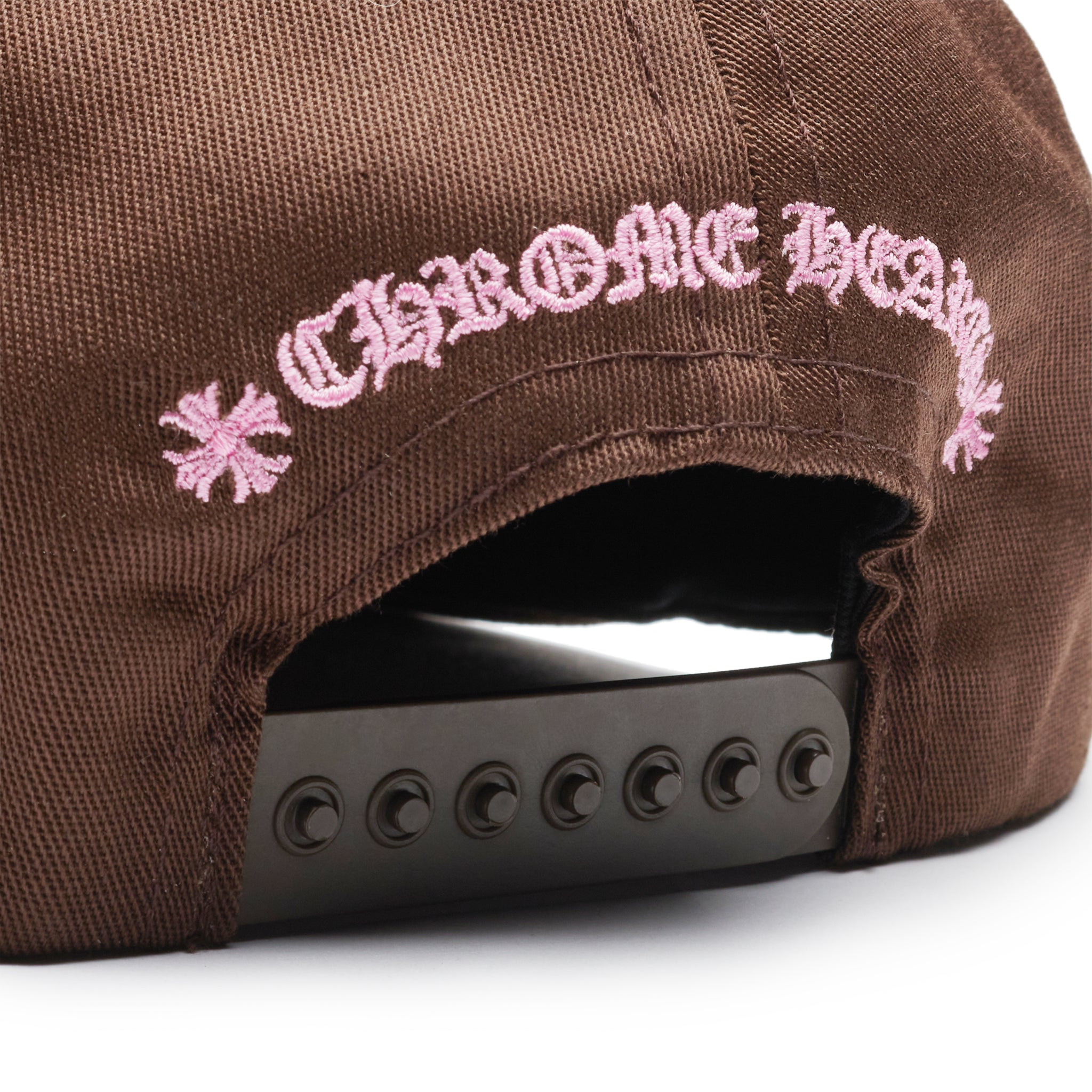 Back logo view of Chrome Hearts CH Brown Pink Baseball Cap