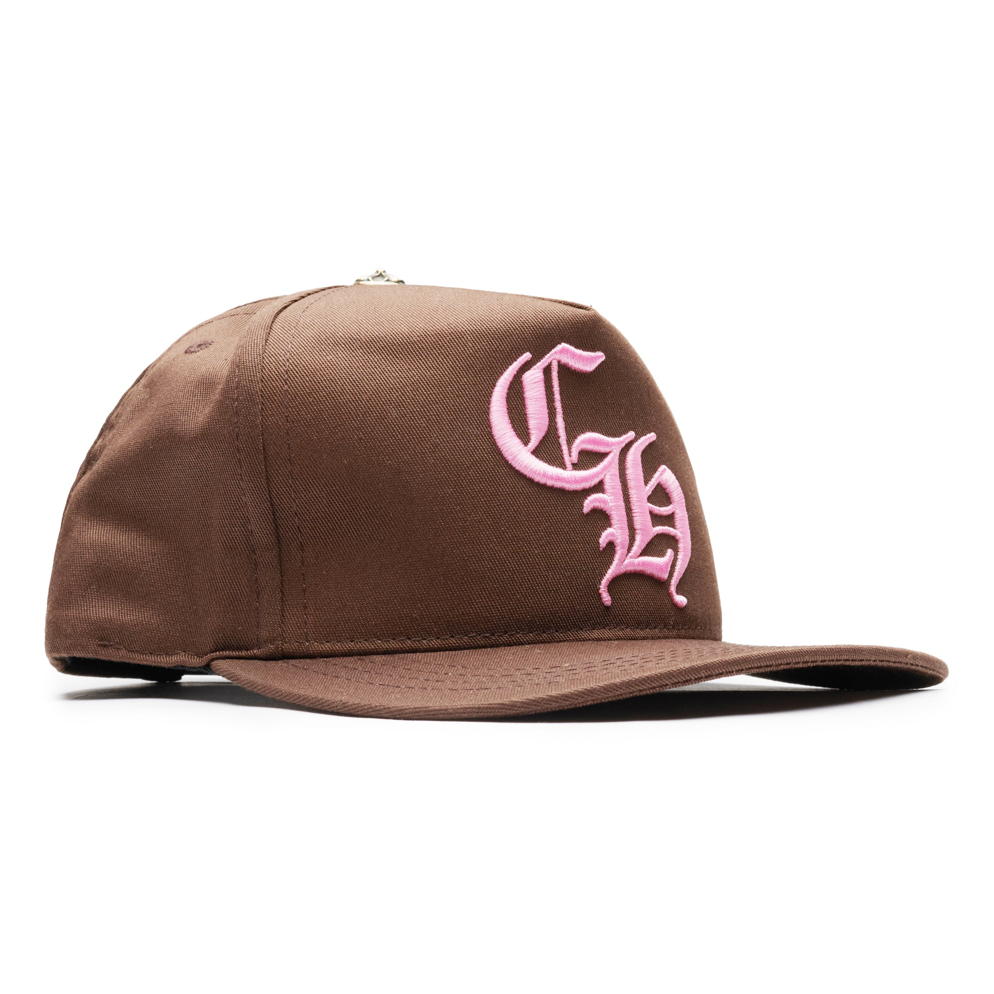 Front side view of Chrome Hearts CH Brown Pink Baseball Cap