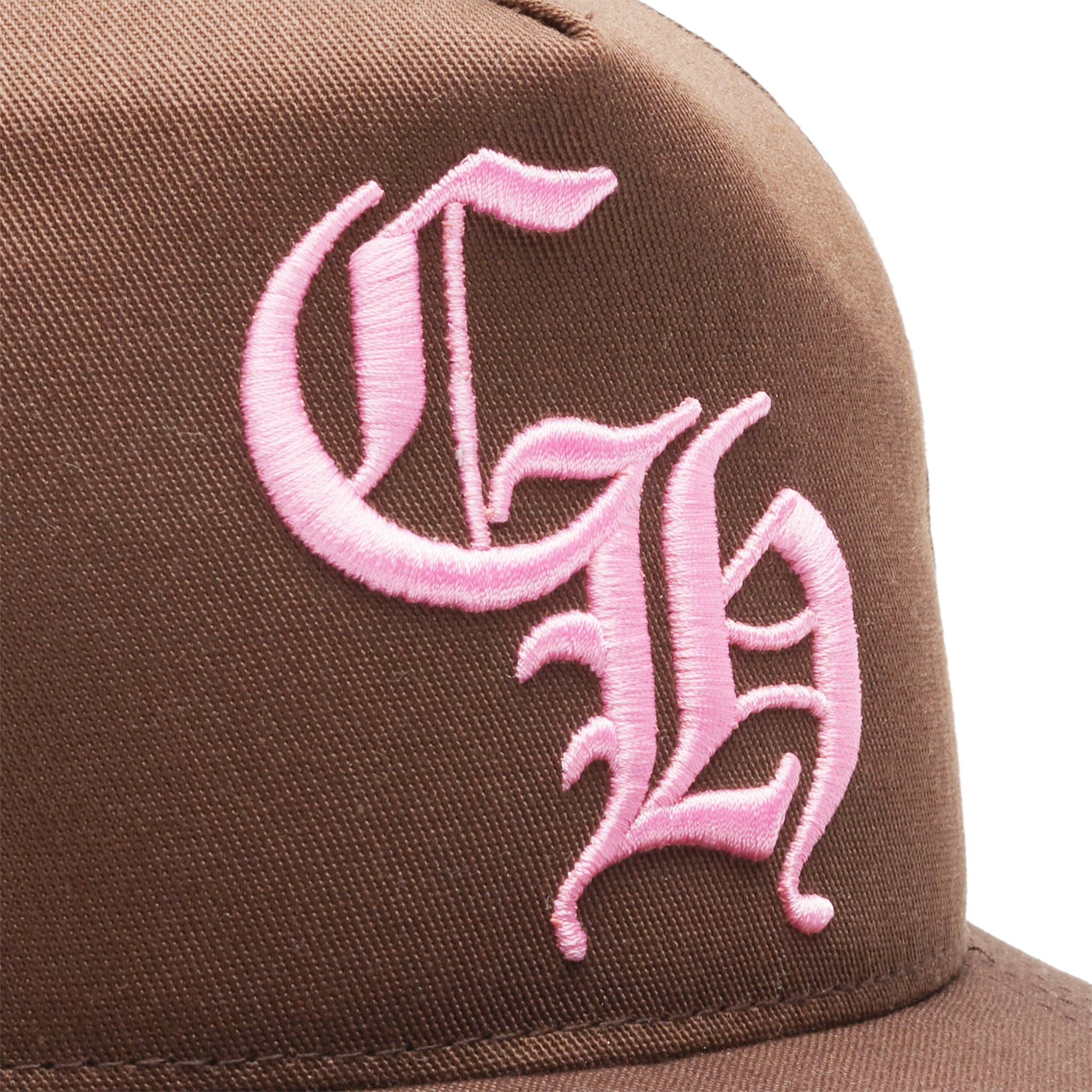 Front logo] view of Chrome Hearts CH Brown Pink Baseball Cap