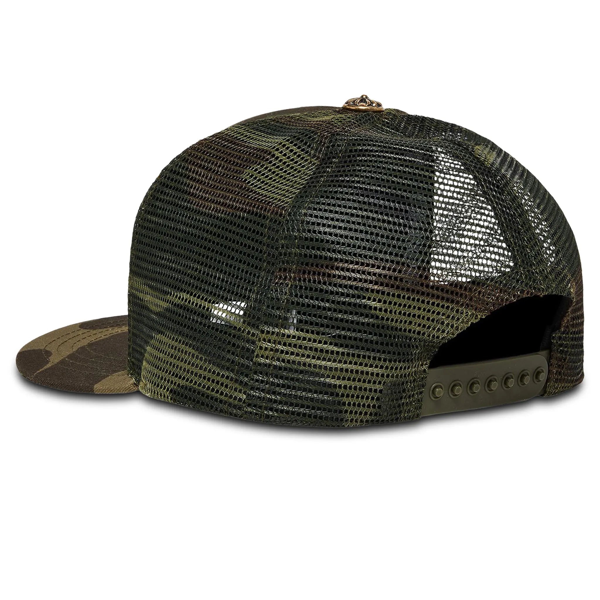 Back View of Chrome Hearts CH Hollywood Camo Green Trucker Cap 1383 100000701HTH-GREE