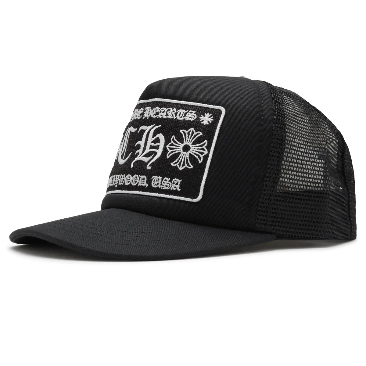 Chrome Hearts CH Hollywood Usa Black Trucker Cap | 1383