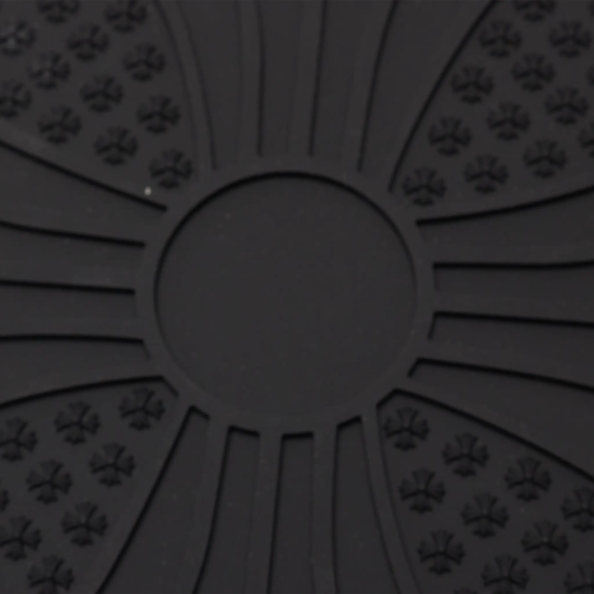 Detailed View of Chrome Hearts Cross Logo Round Black Rubber Mat