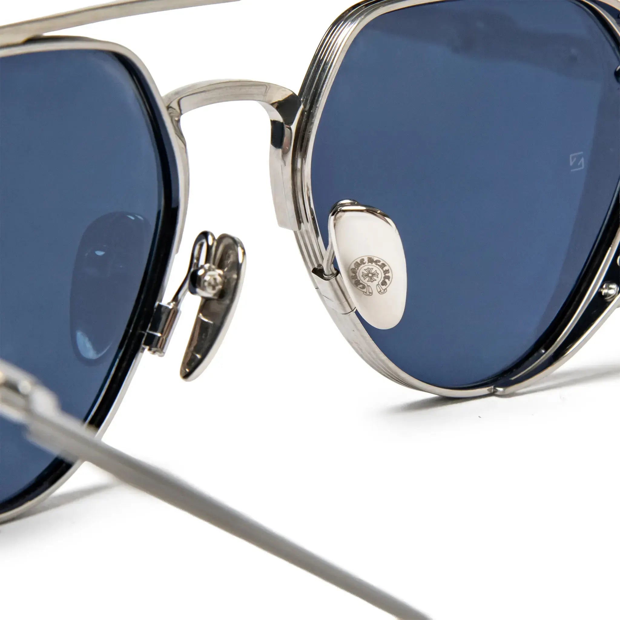 Detailed Inside View of Chrome Hearts Free Ride 2.0 Brushed Alloy Sunglasses 207634_BA