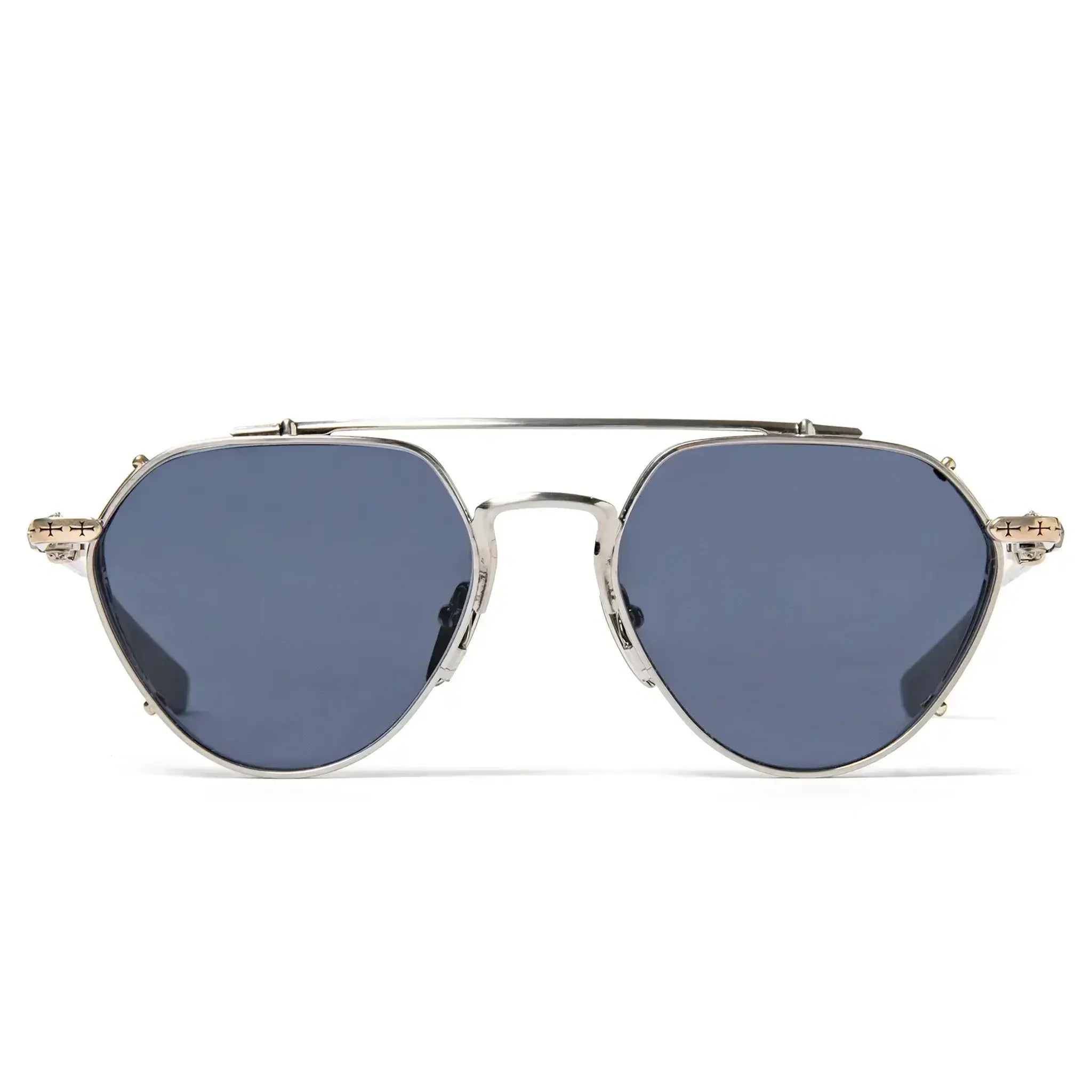 Front View of Chrome Hearts Free Ride 2.0 Brushed Alloy Sunglasses 207634_BA