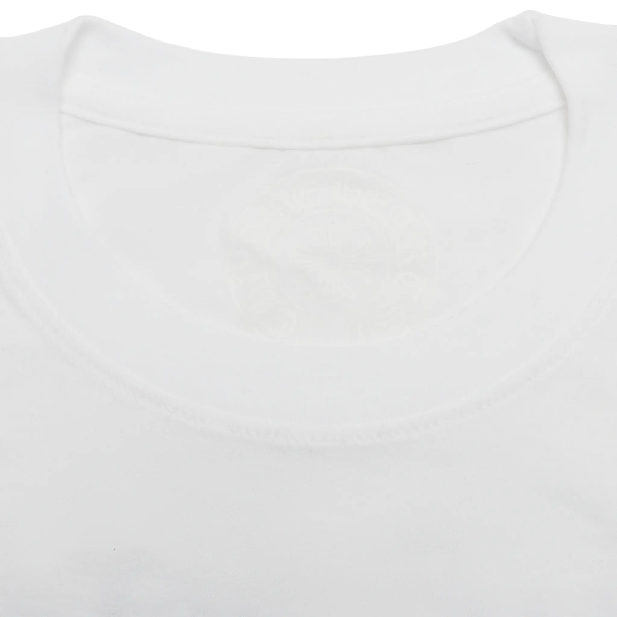 Detailed Neck View of Chrome Hearts Horse Shoe Pocket White T-Shirt