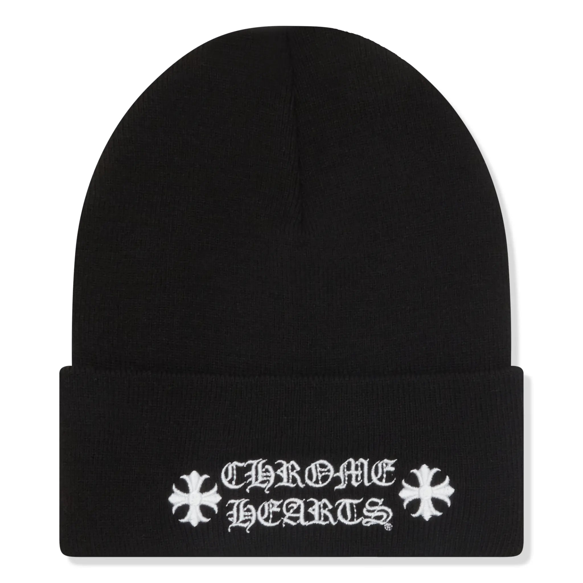 Front View of Chrome Hearts Logo Black Beanie