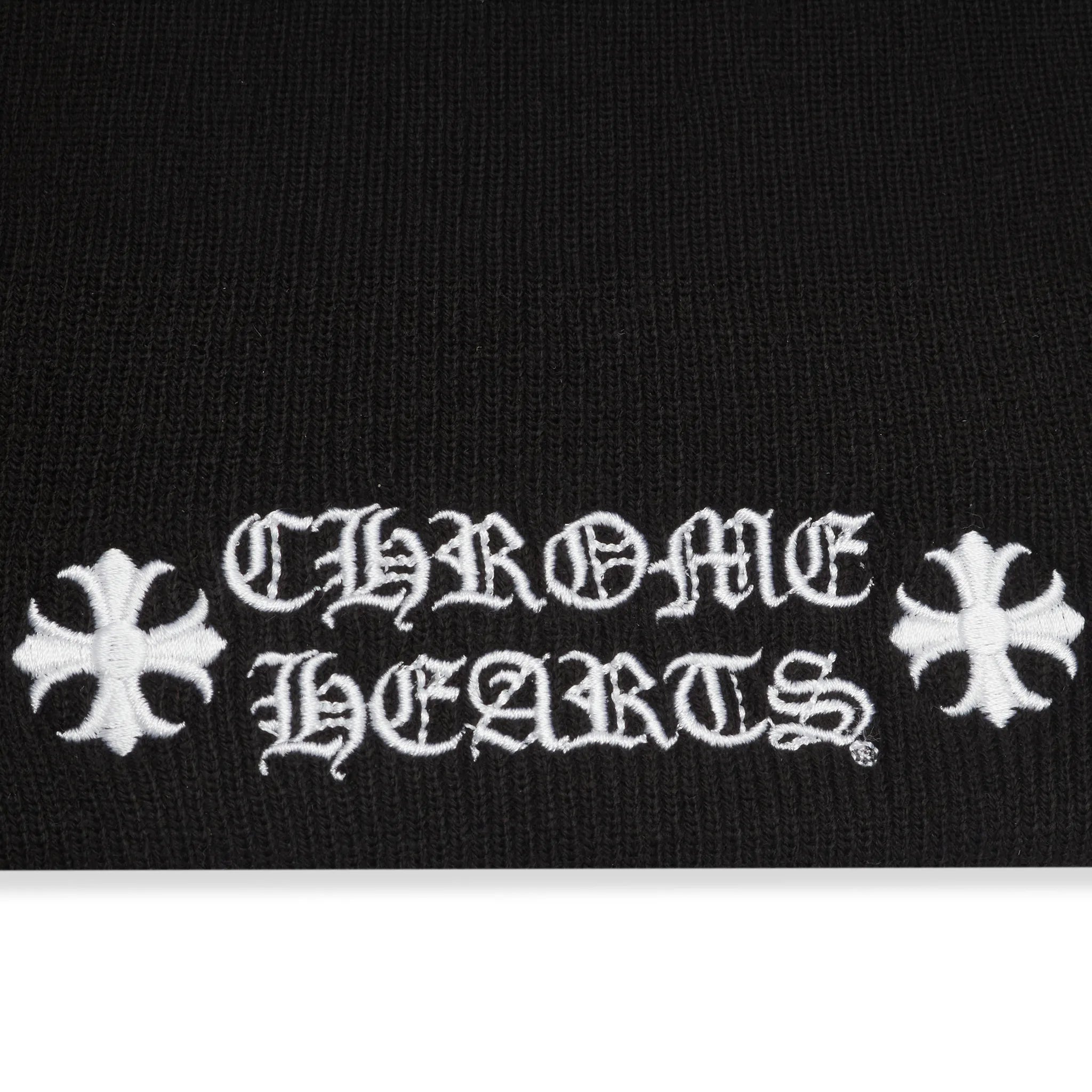 Detailed View of Chrome Hearts Logo Black Beanie