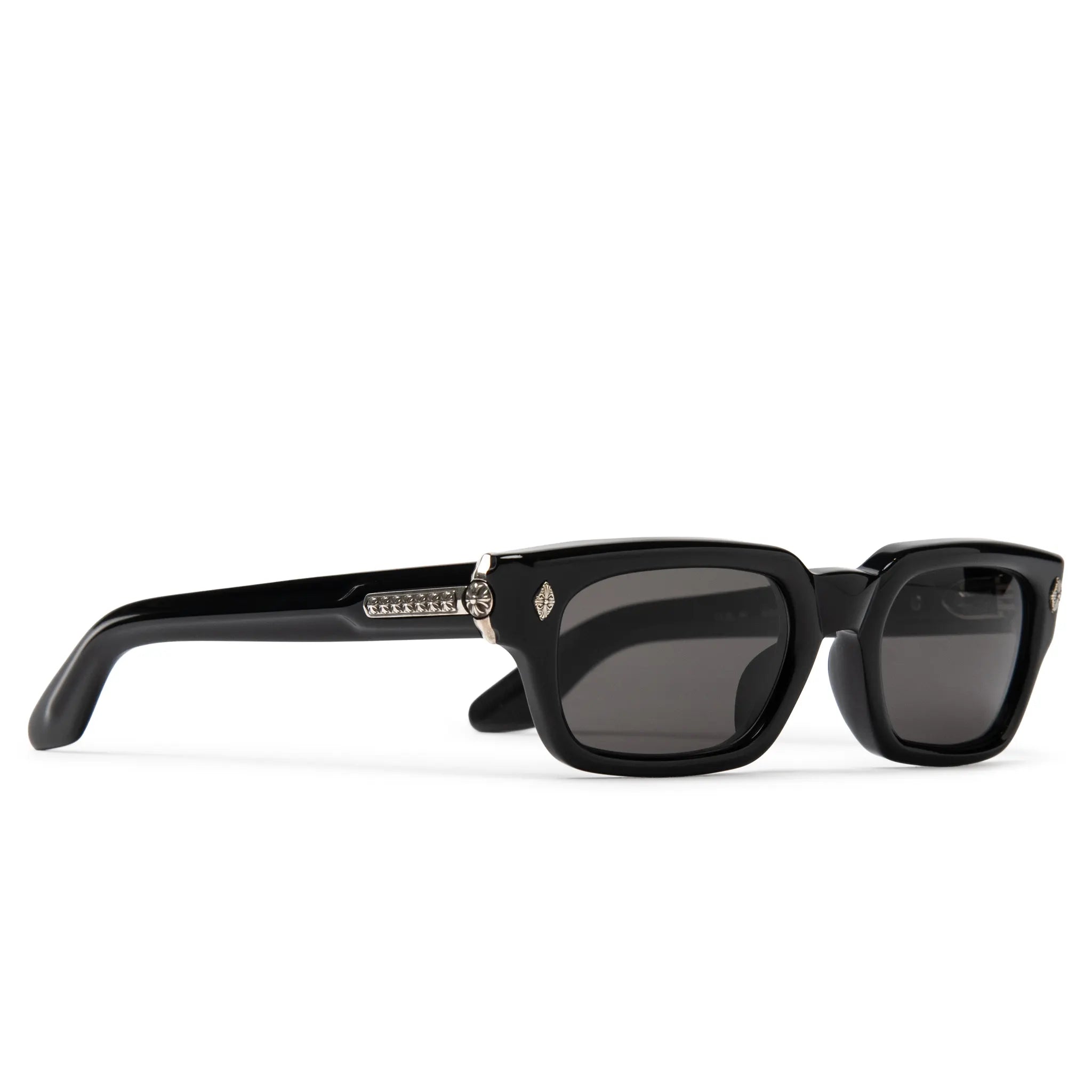 Front Side View of Chrome Hearts Miscellanus Black Dark Grey Sunglasses 214336_BK
