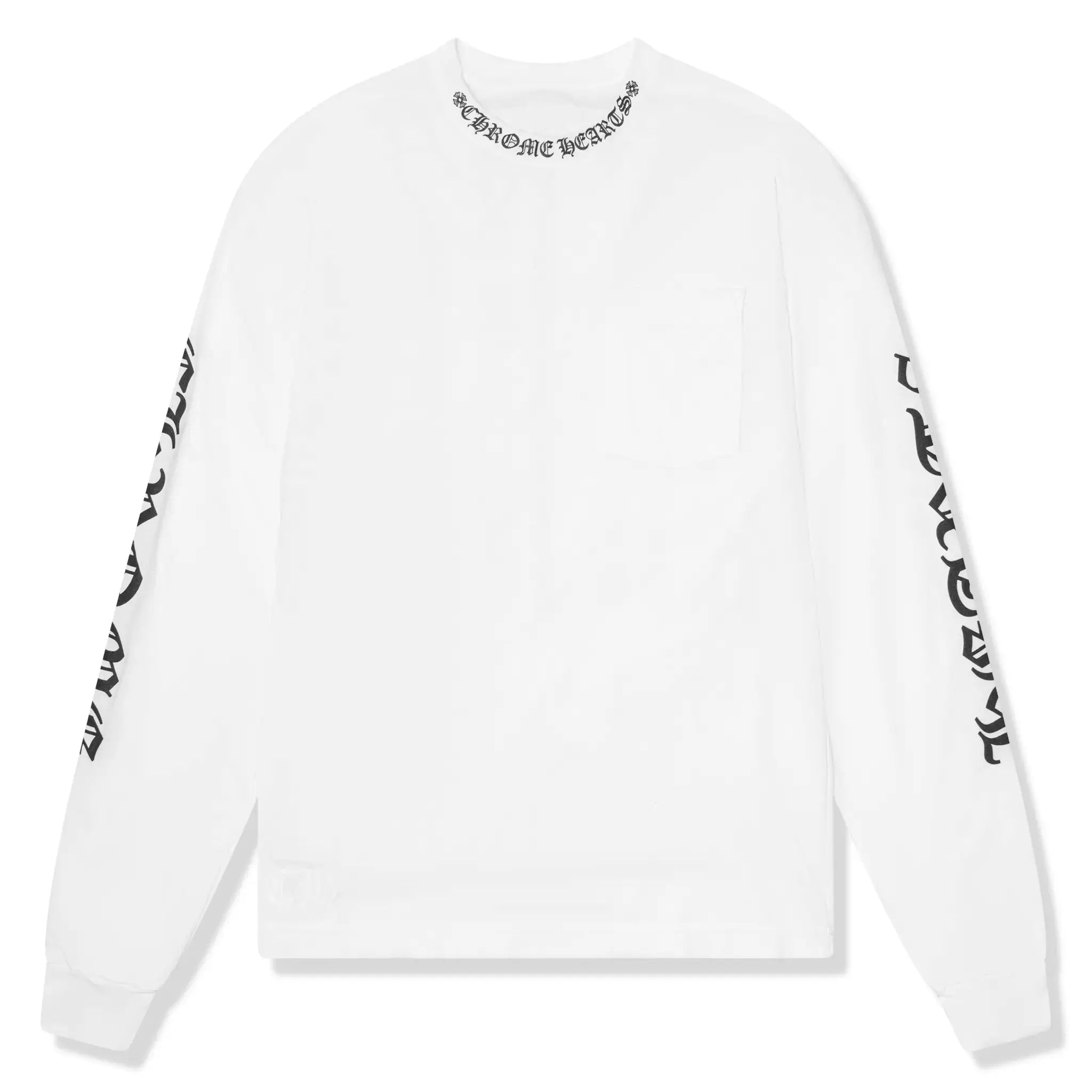 Chrome Hearts 1988 Neck Logo L/S White Black T Shirt | 1383 Chrome Hearts 1988 Neck Logo L/S White Black T Shirt | 1383