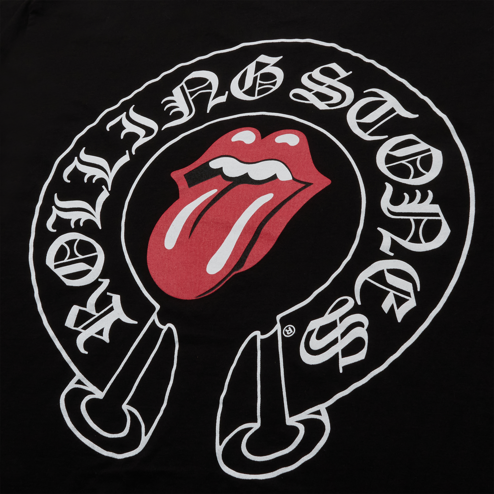 Back detail logo view of Chrome Hearts Rolling Stones Black T Shirt