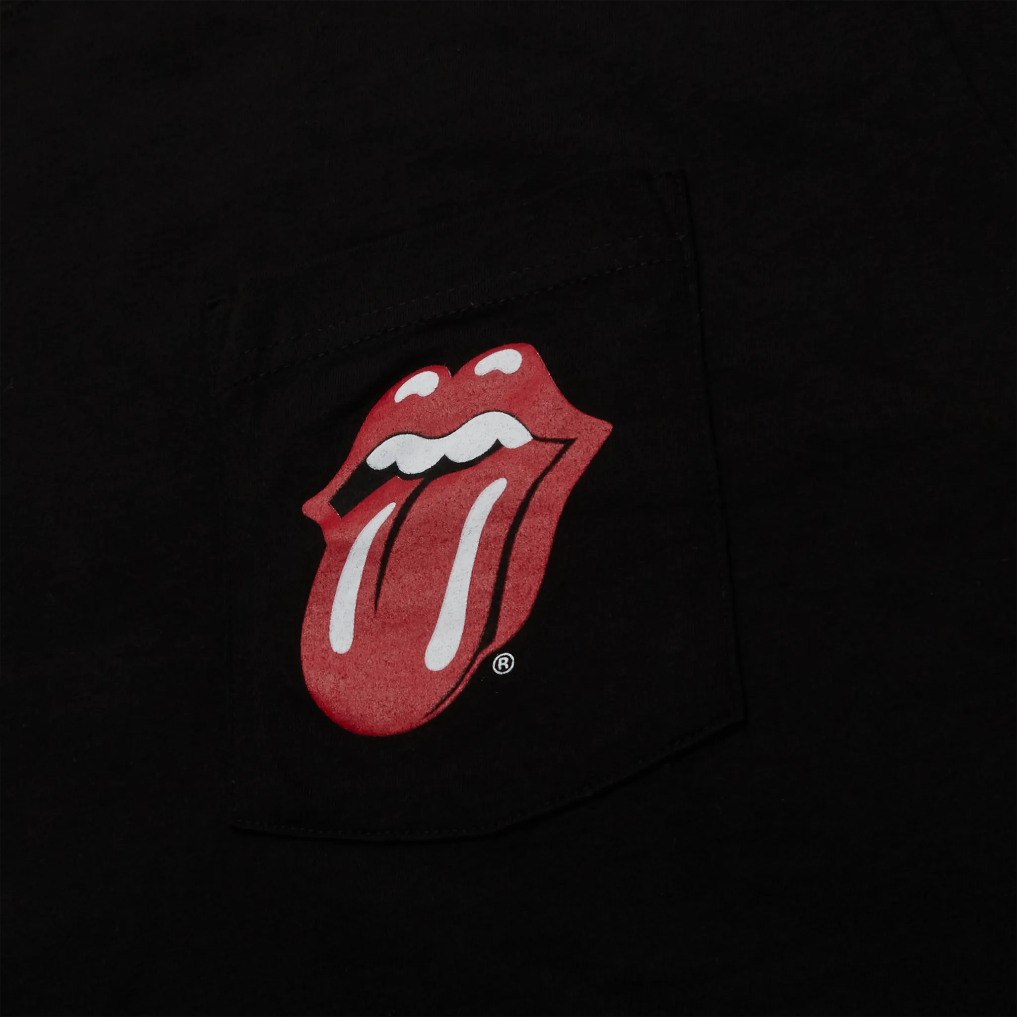 Pocket logo logo view of Chrome Hearts Rolling Stones Black T Shirt