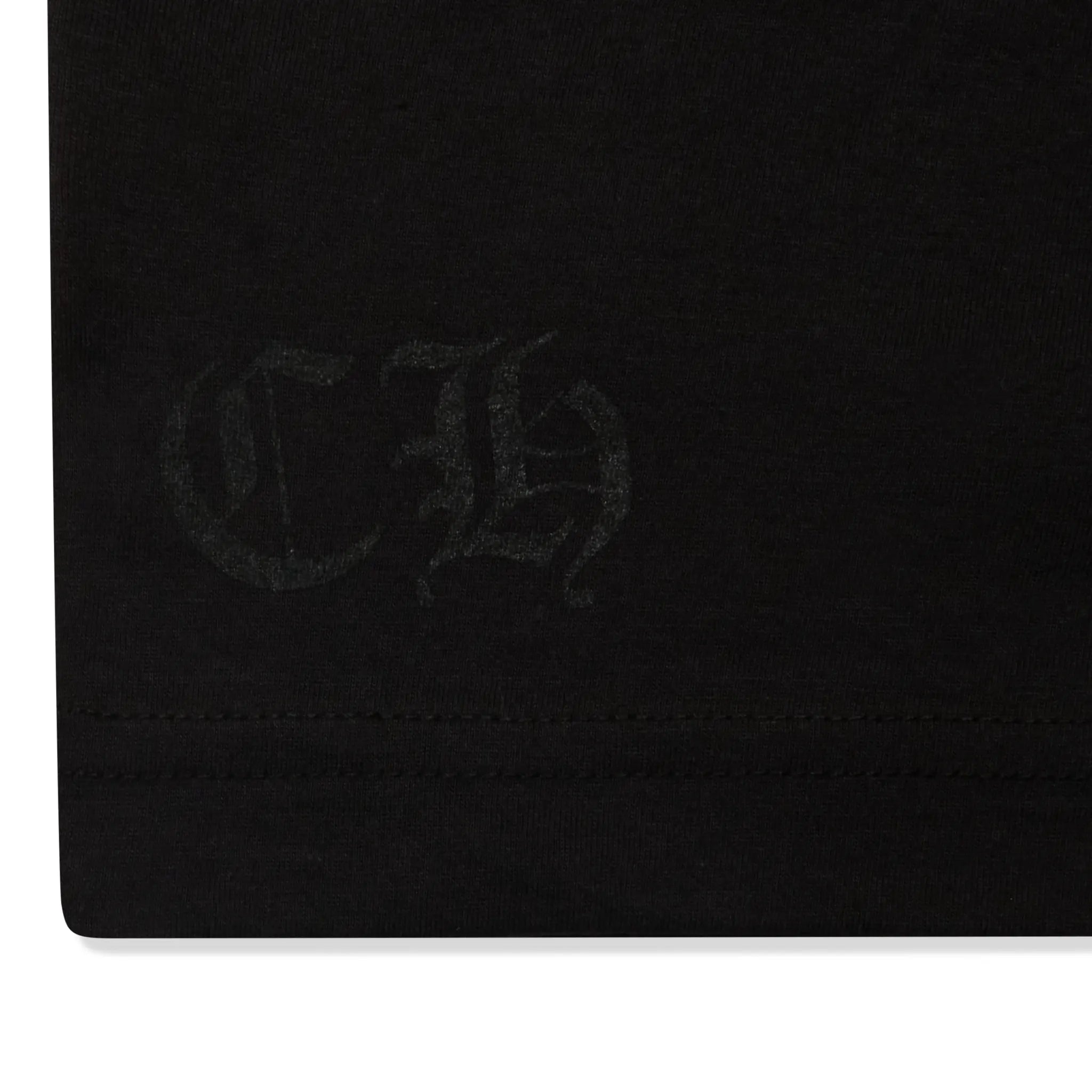 Detailed View of Chrome Hearts Scroll Logo Black T-Shirt
