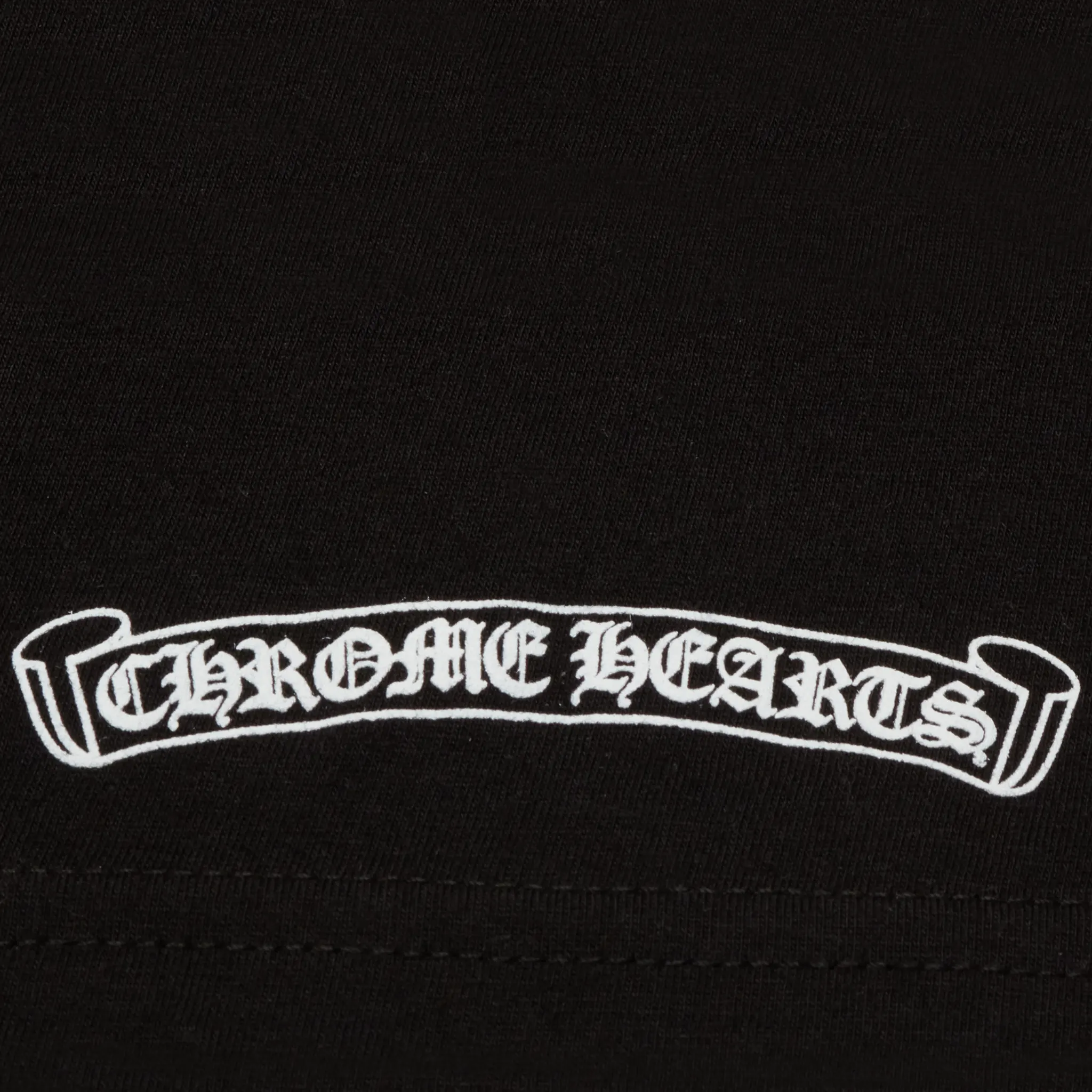 Detailed View of Chrome Hearts Scroll Logo L/S Black T-shirt