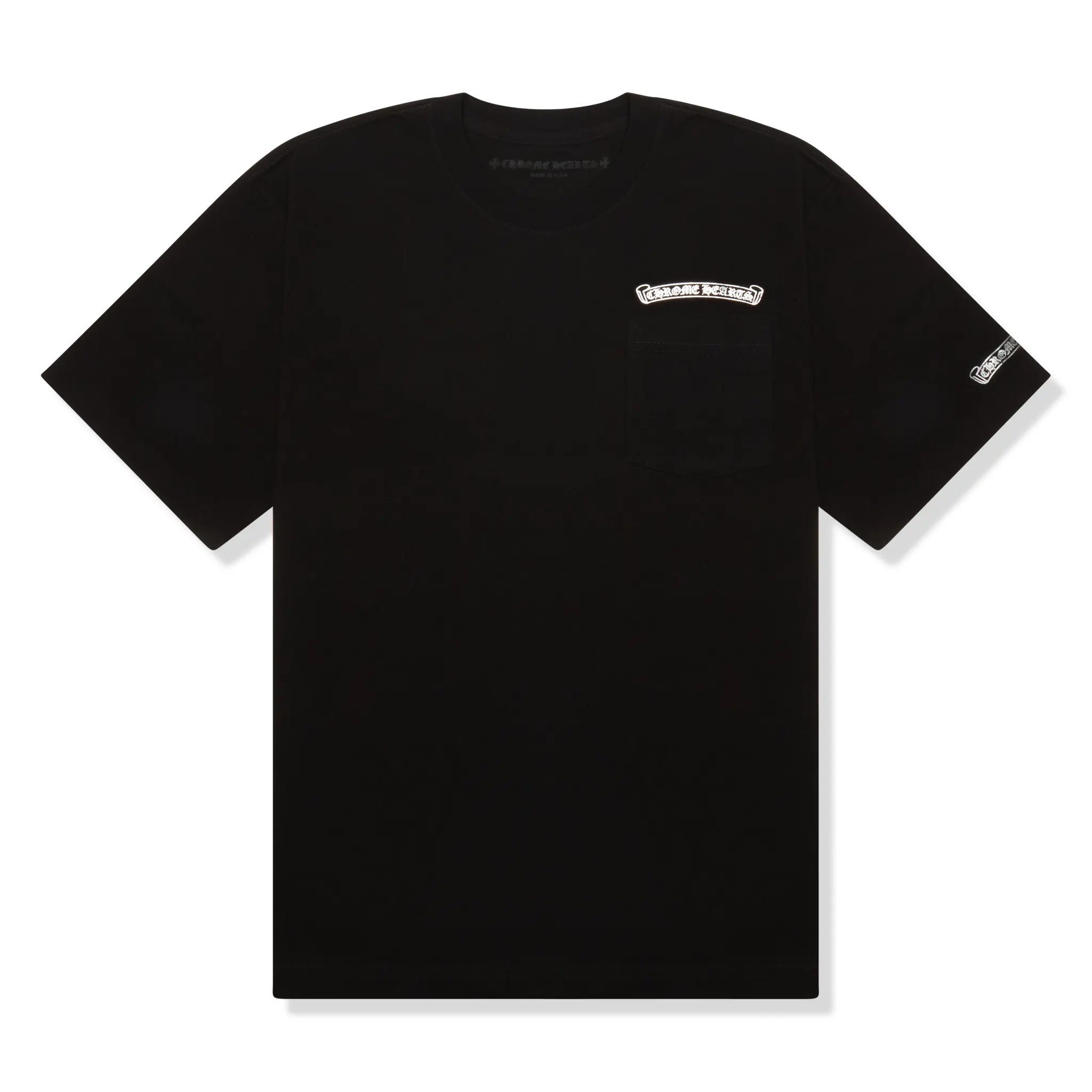 Front View of Chrome Hearts Silver Logo Black T-Shirt