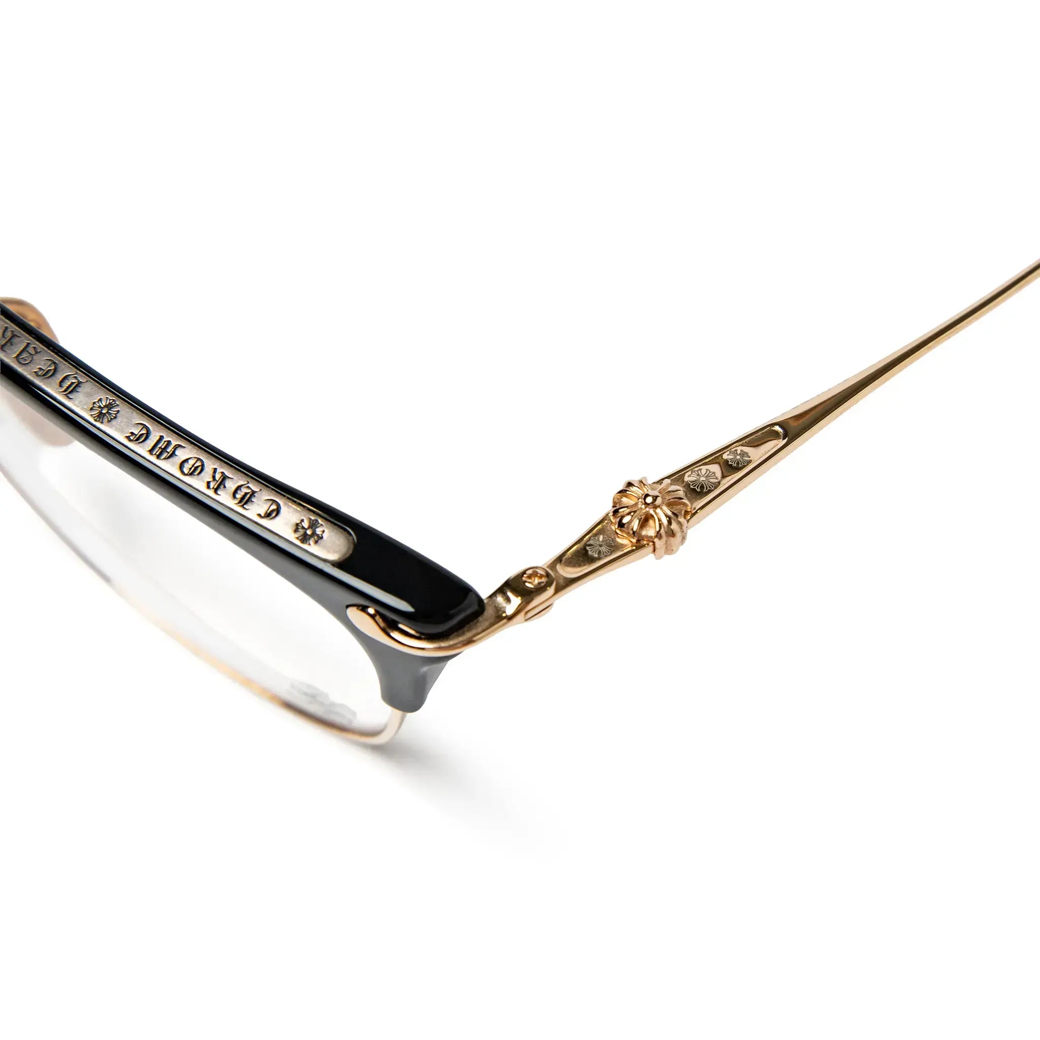 Detailed View of Chrome Hearts  Sluntradiction Black Gold Pleated Sunglasses 51945_BK_GP