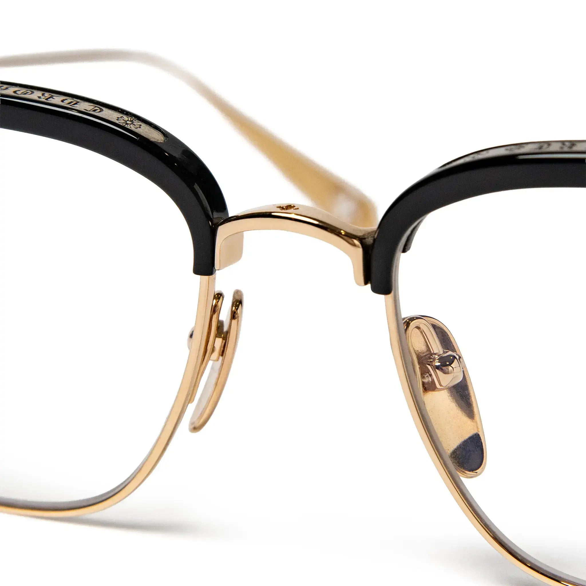 Detailed View of Chrome Hearts  Sluntradiction Black Gold Pleated Sunglasses 51945_BK_GP