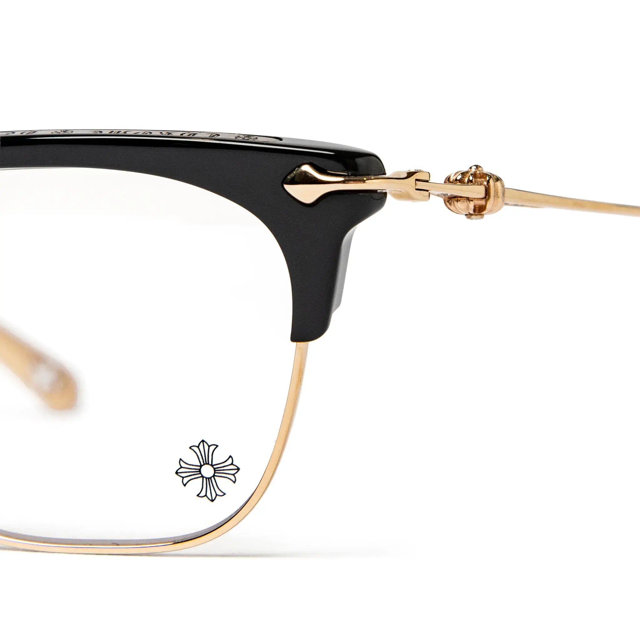 Detailed View of Chrome Hearts  Sluntradiction Black Gold Pleated Sunglasses 51945_BK_GP