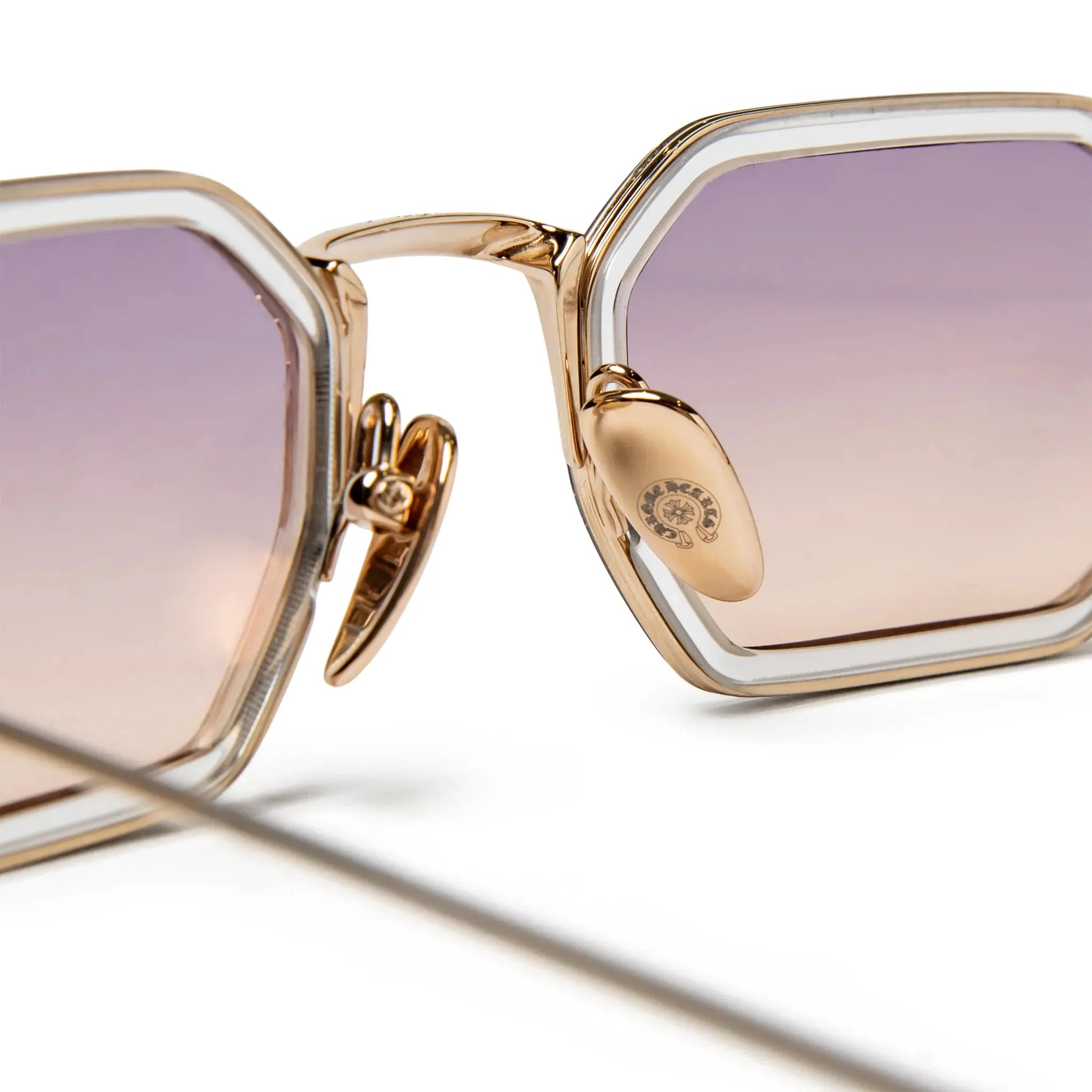 Detailed Inside View of Chrome Hearts Stylida 2.0 Crystal Gold Sunglasses 205054_CRYS/GP_S