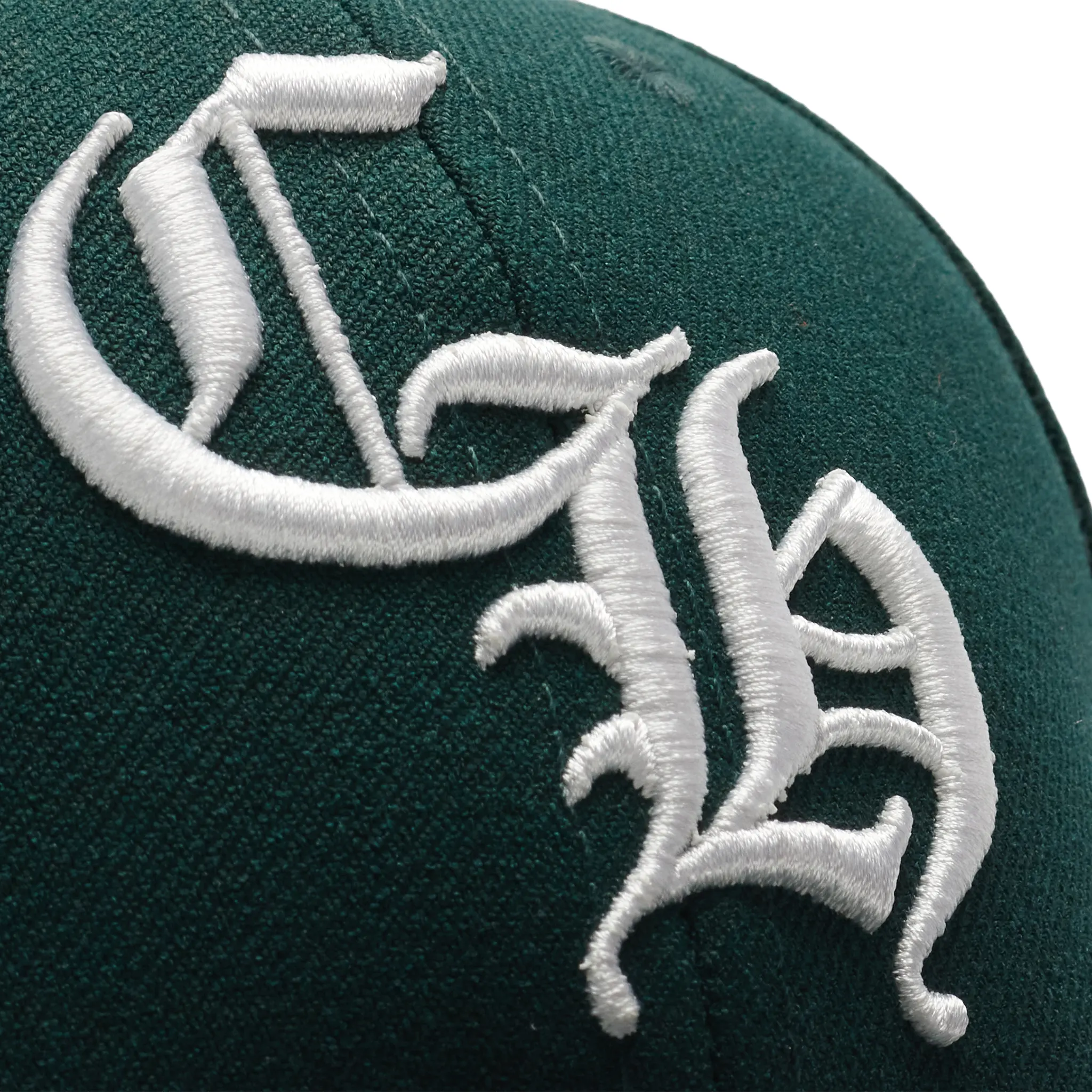 Detailed Logo View of Chrome Hearts Vintage CH Green Baseball Cap