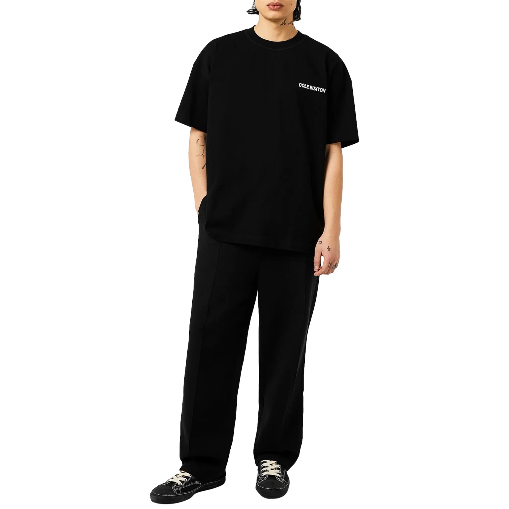 Model view of Cole Buxton CB Sportswear Black T Shirt aw23cbst001-000
