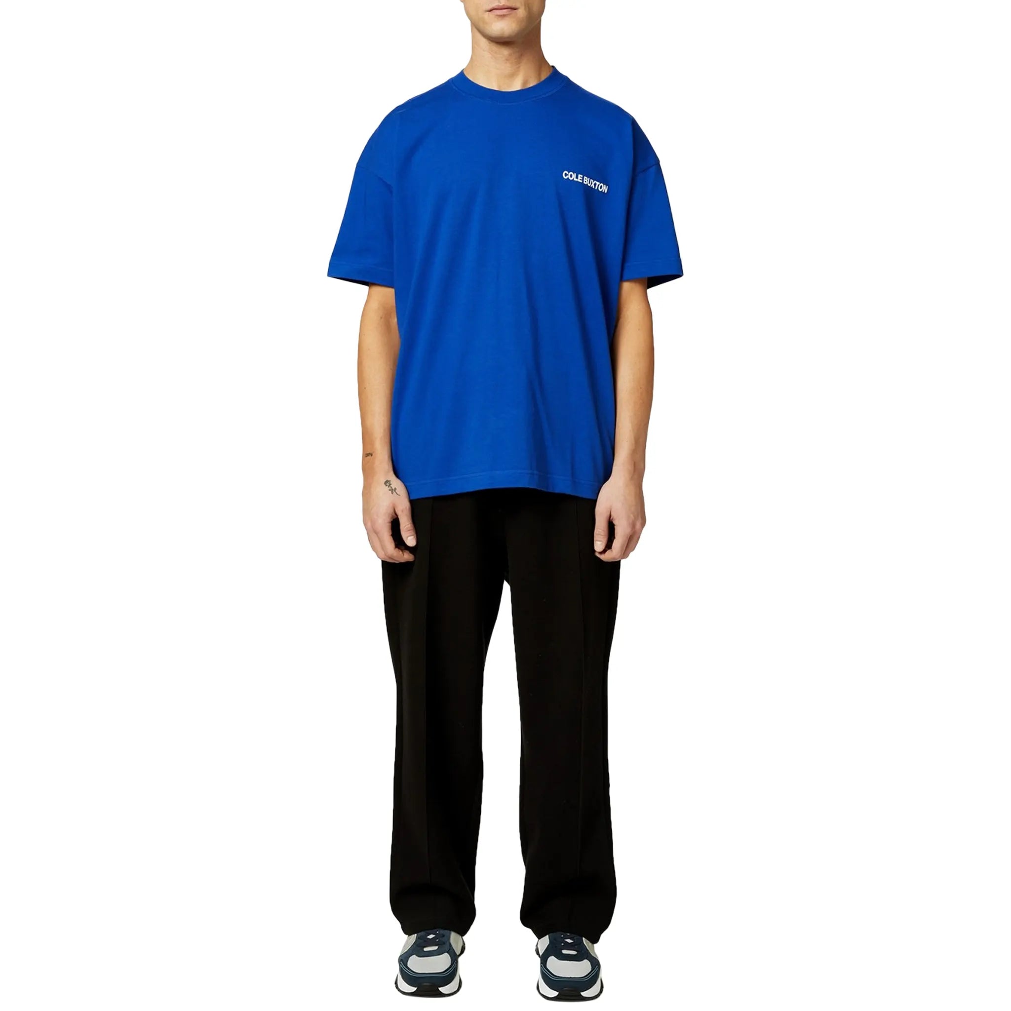 Model view of Cole Buxton CB Sportswear Cobalt Blue T Shirt aw23cbst001-410