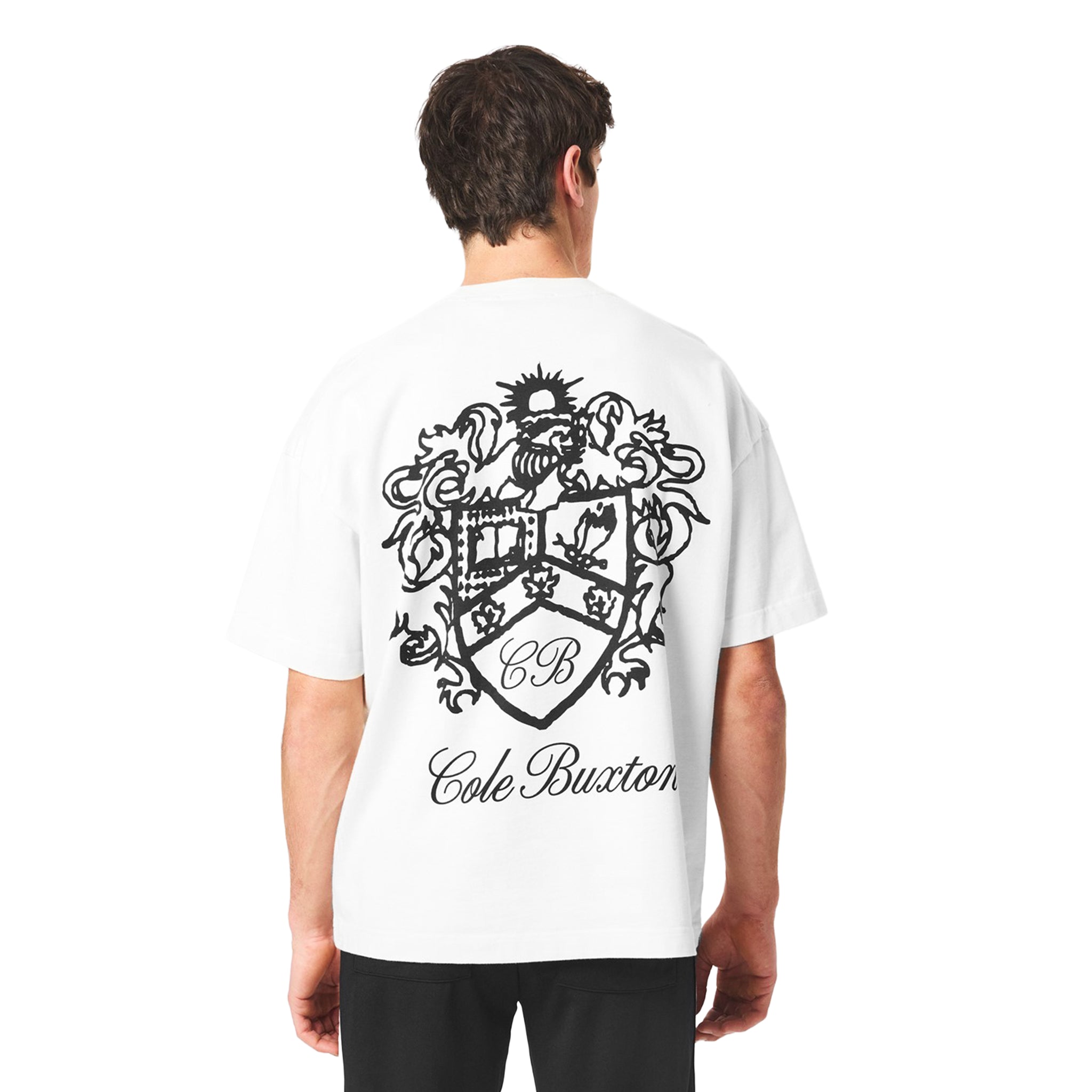 Back view of Cole Buxton Collegiate White T Shirt 