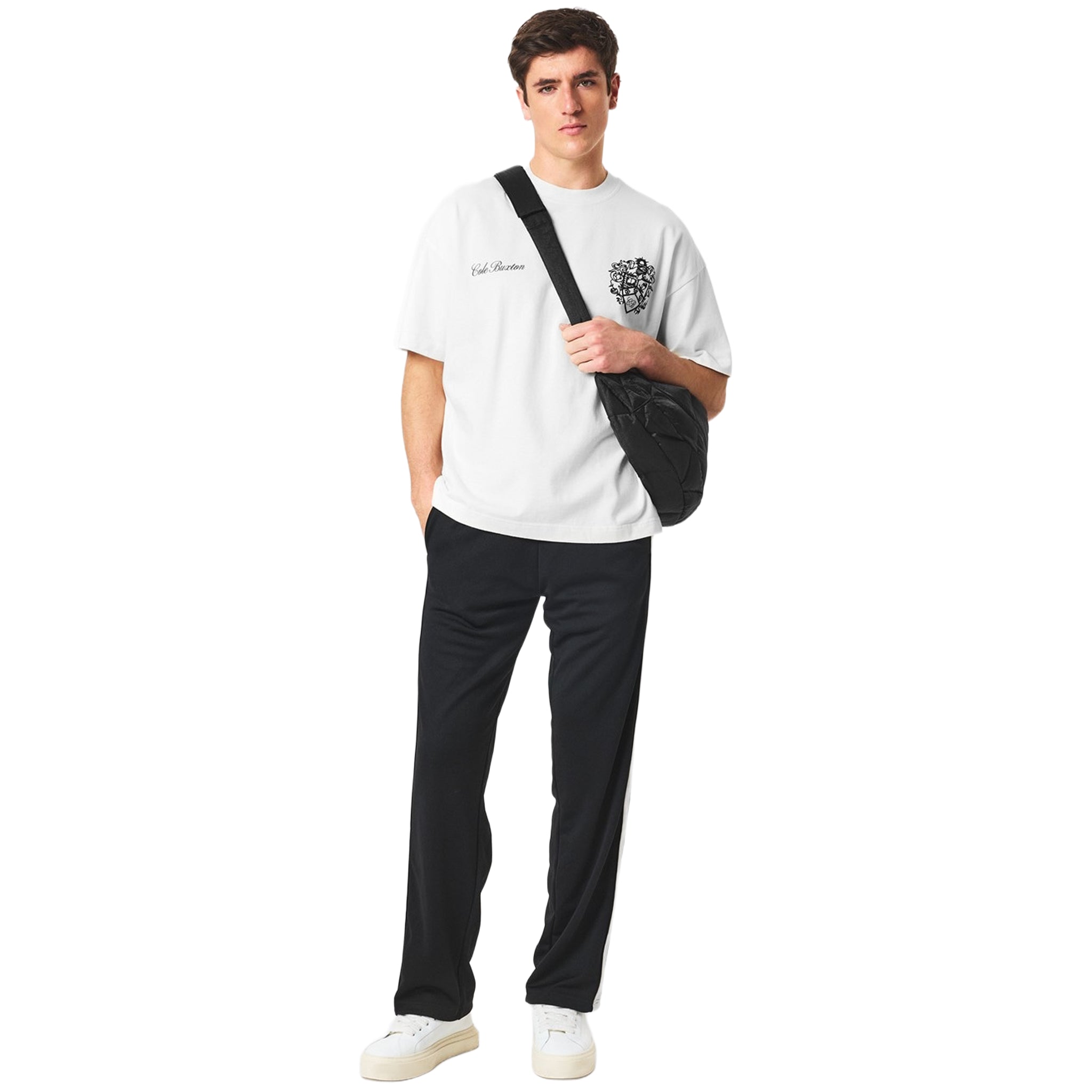 Model view of Cole Buxton Collegiate White T Shirt 