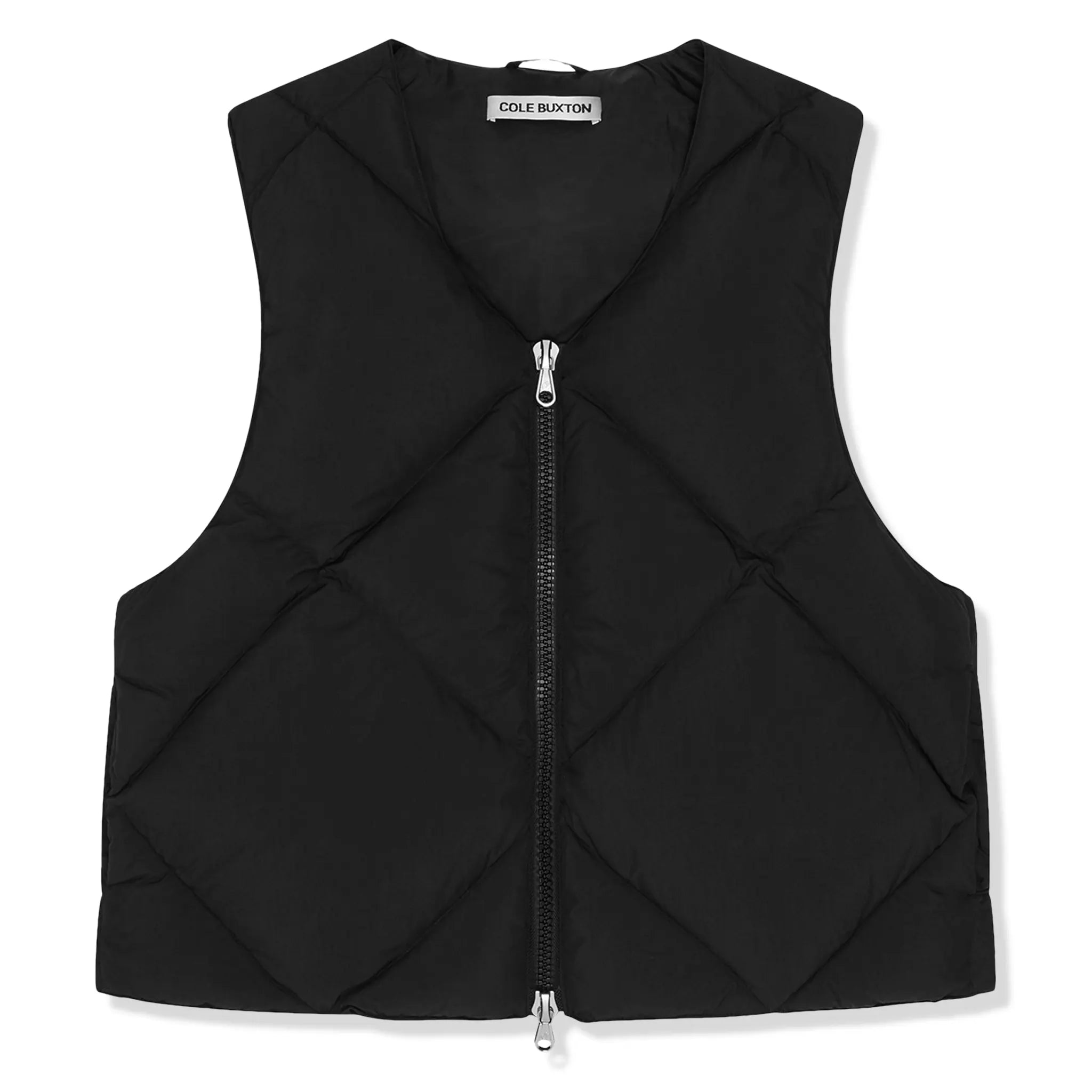 Front view of Cole Buxton Down Quilted Gilet Nylon Black Vest aw23qvs001-000