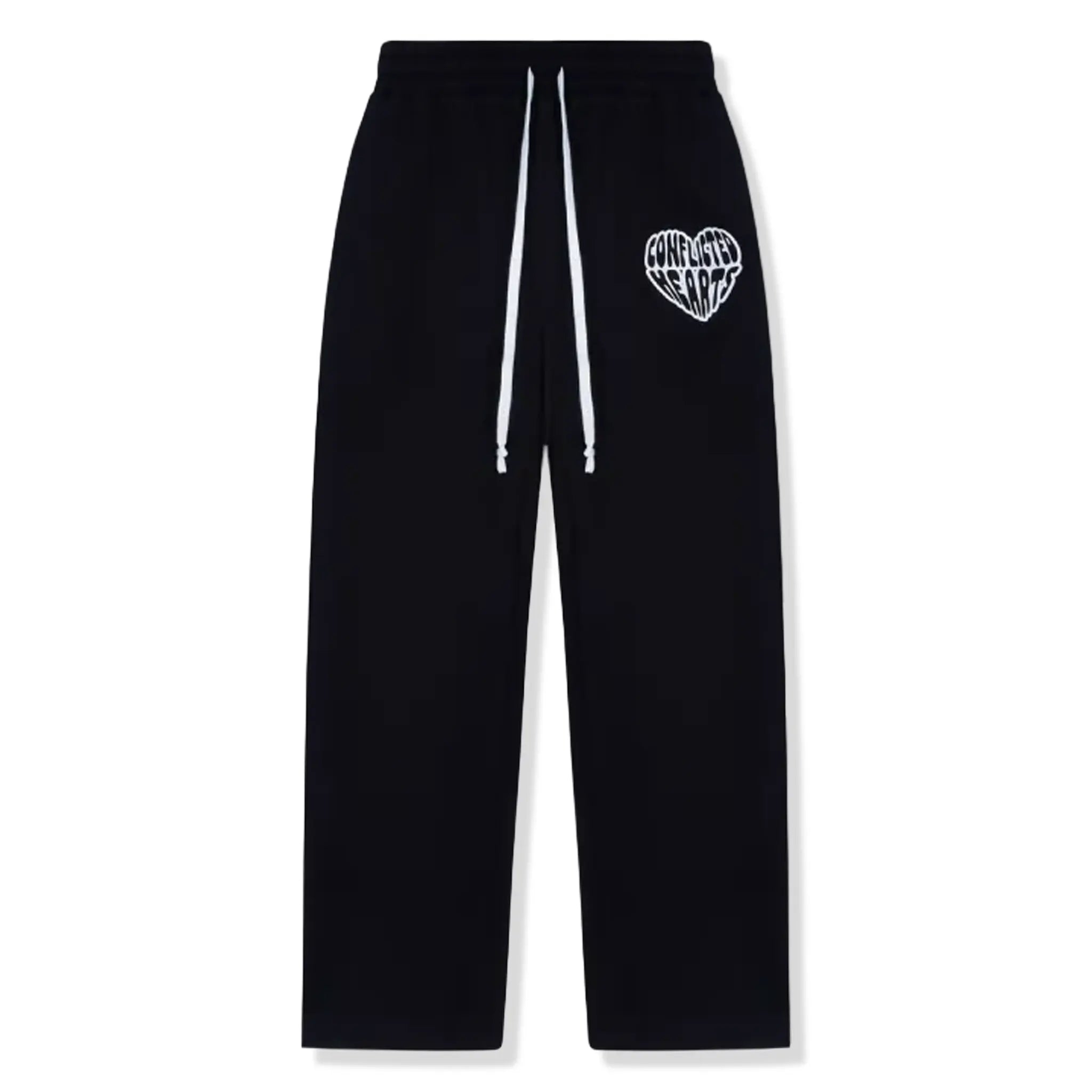 Front View of Conflicted Hearts Basics Black Sweatpants