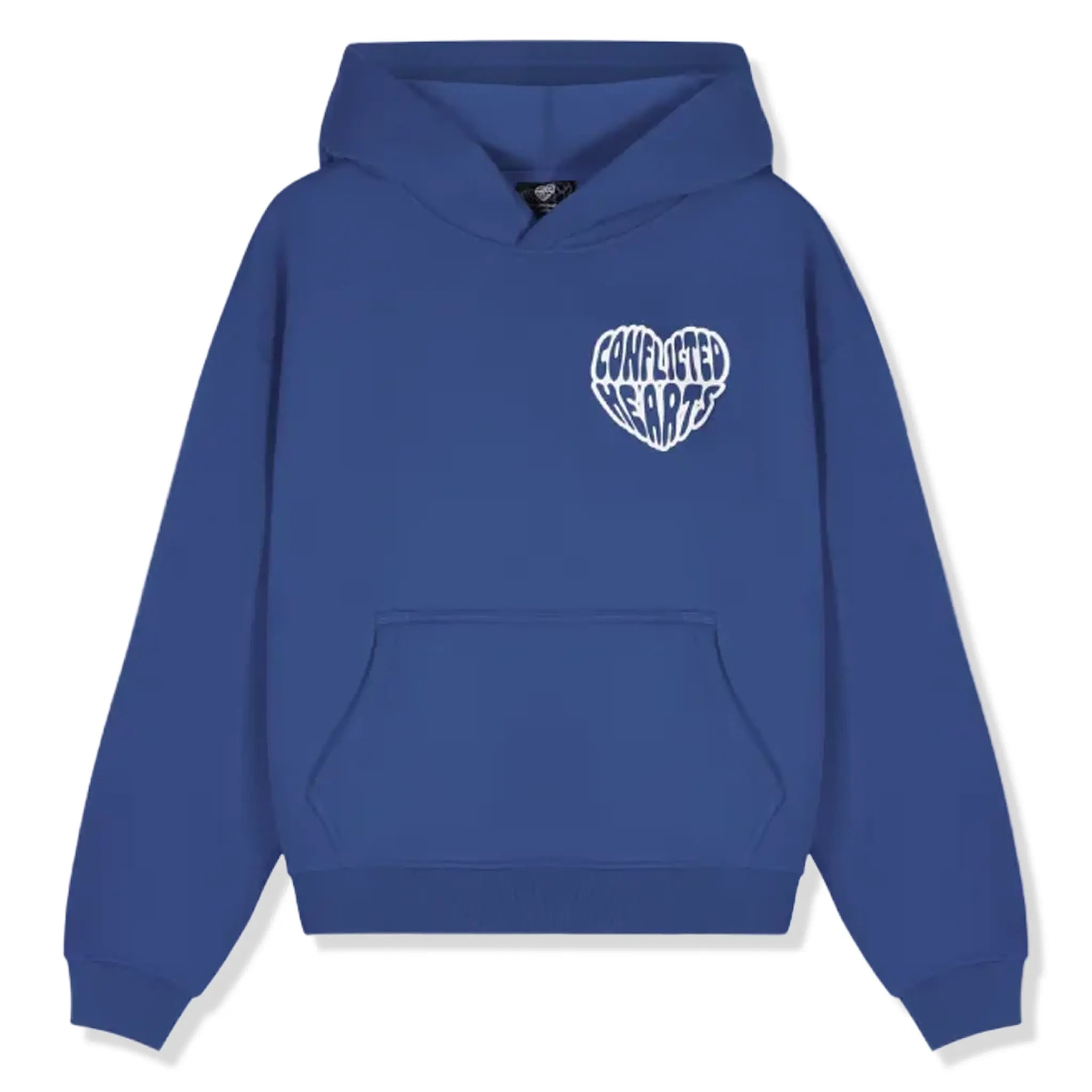 Front View of Conflicted Hearts Basics Navy Hoodie