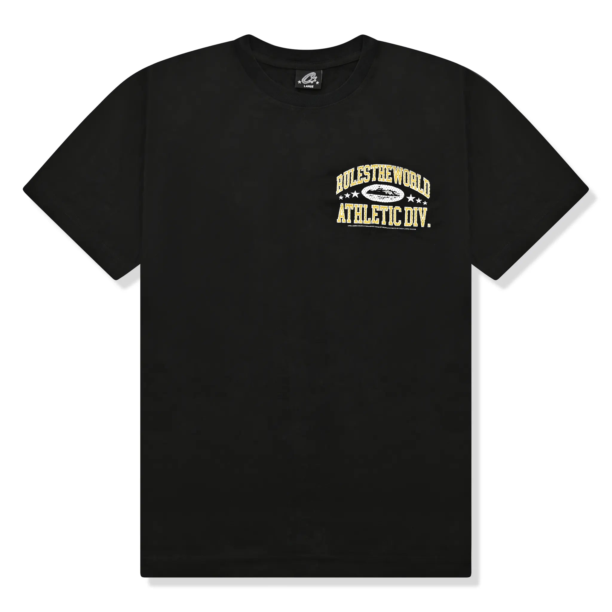Front view of Corteiz Athletic Division Black T Shirt