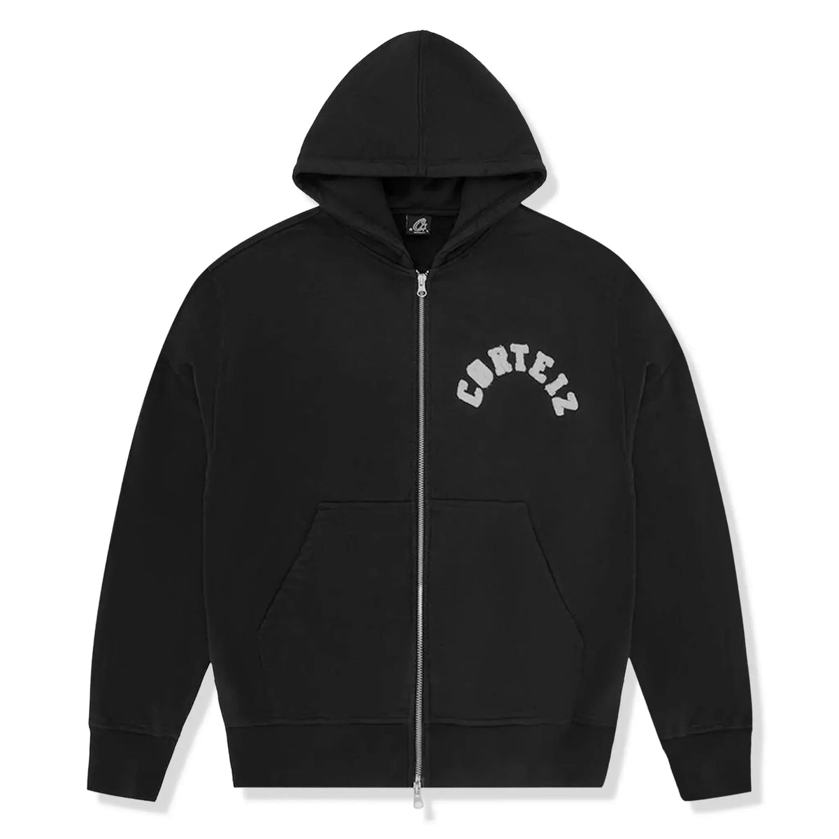 Corteiz Colly Arch Zip-Up Black Hoodie | 07892 1SS2504CCAZHB BLACK