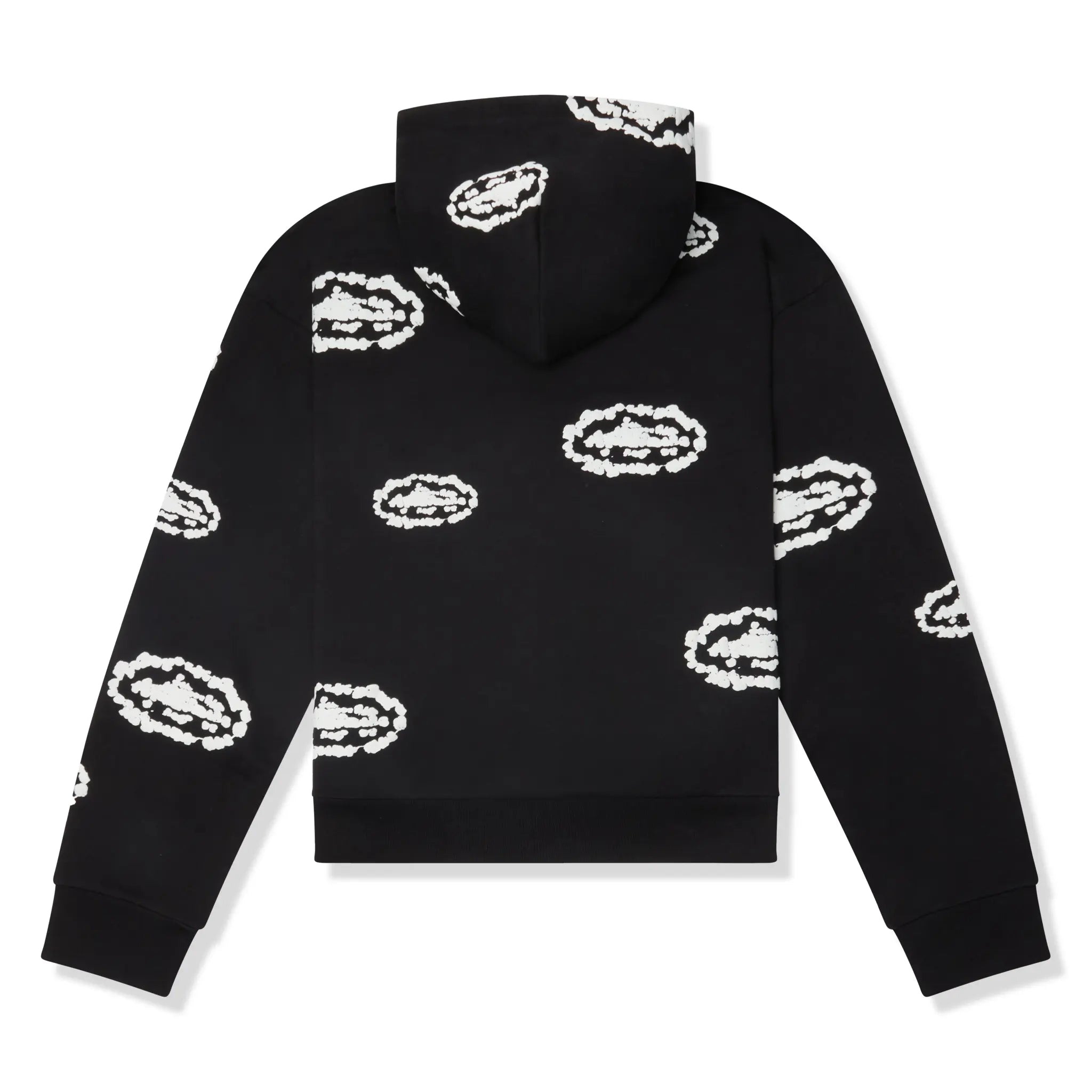 Back View of Corteiz x Denim Tears Cotton Wreath Black Zip-up Hoodie