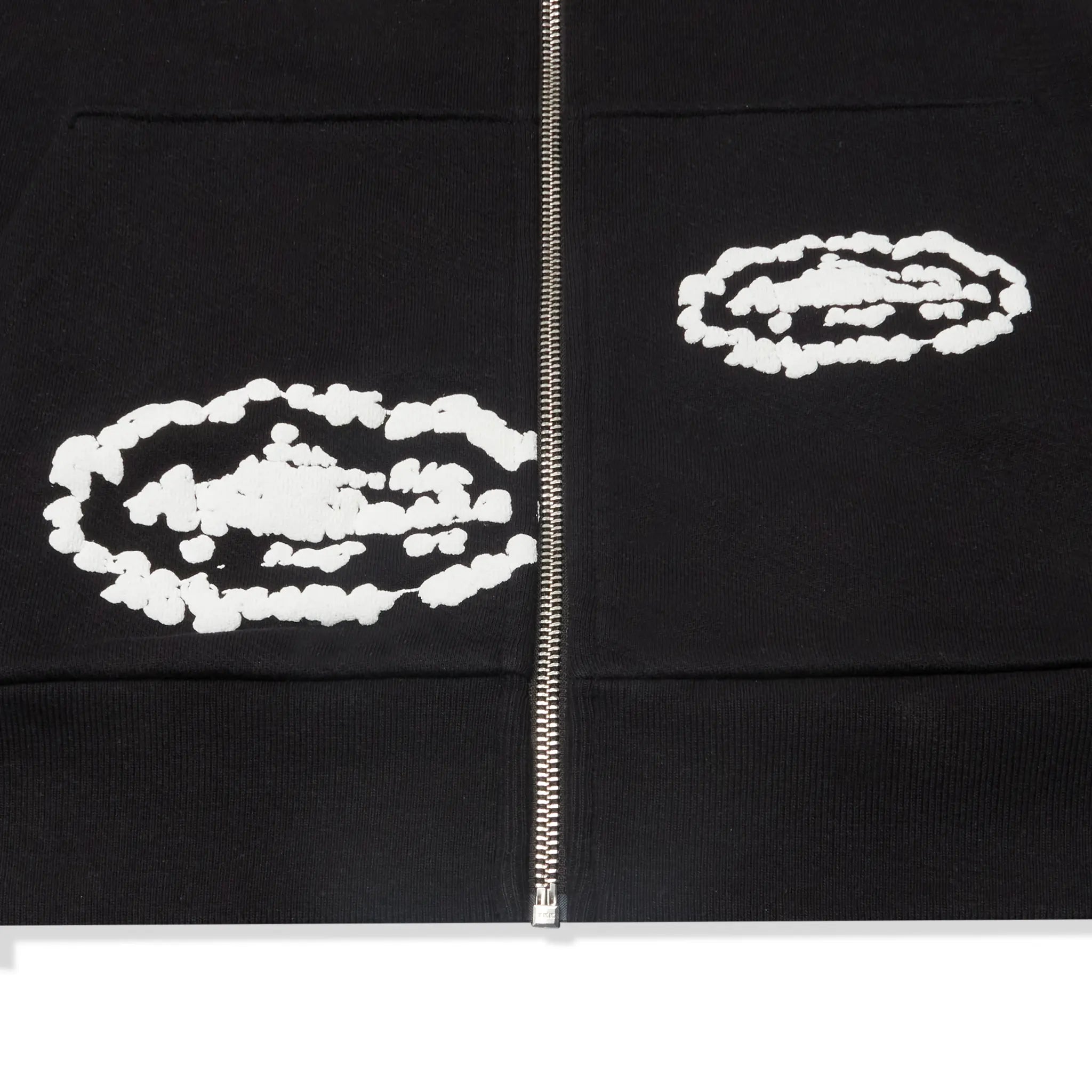 Detailed View of Corteiz x Denim Tears Cotton Wreath Black Zip-up Hoodie