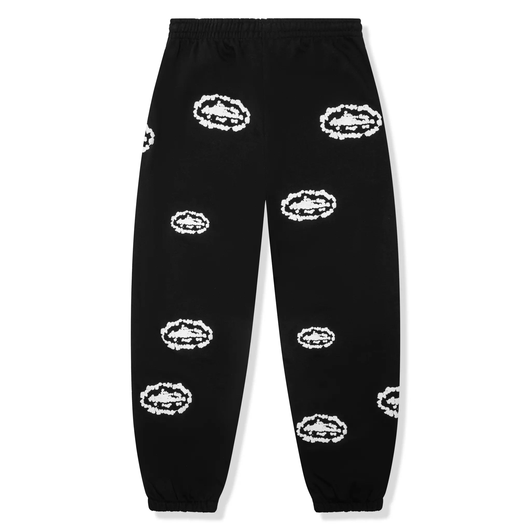 Back View of Corteiz x Denim Tears Island Wreath Black Sweatpants