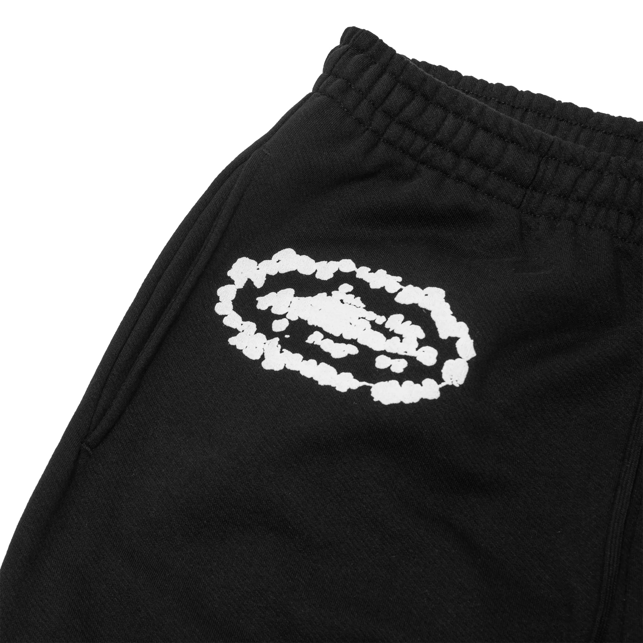 Detailed View of Corteiz x Denim Tears Island Wreath Black Sweatpants