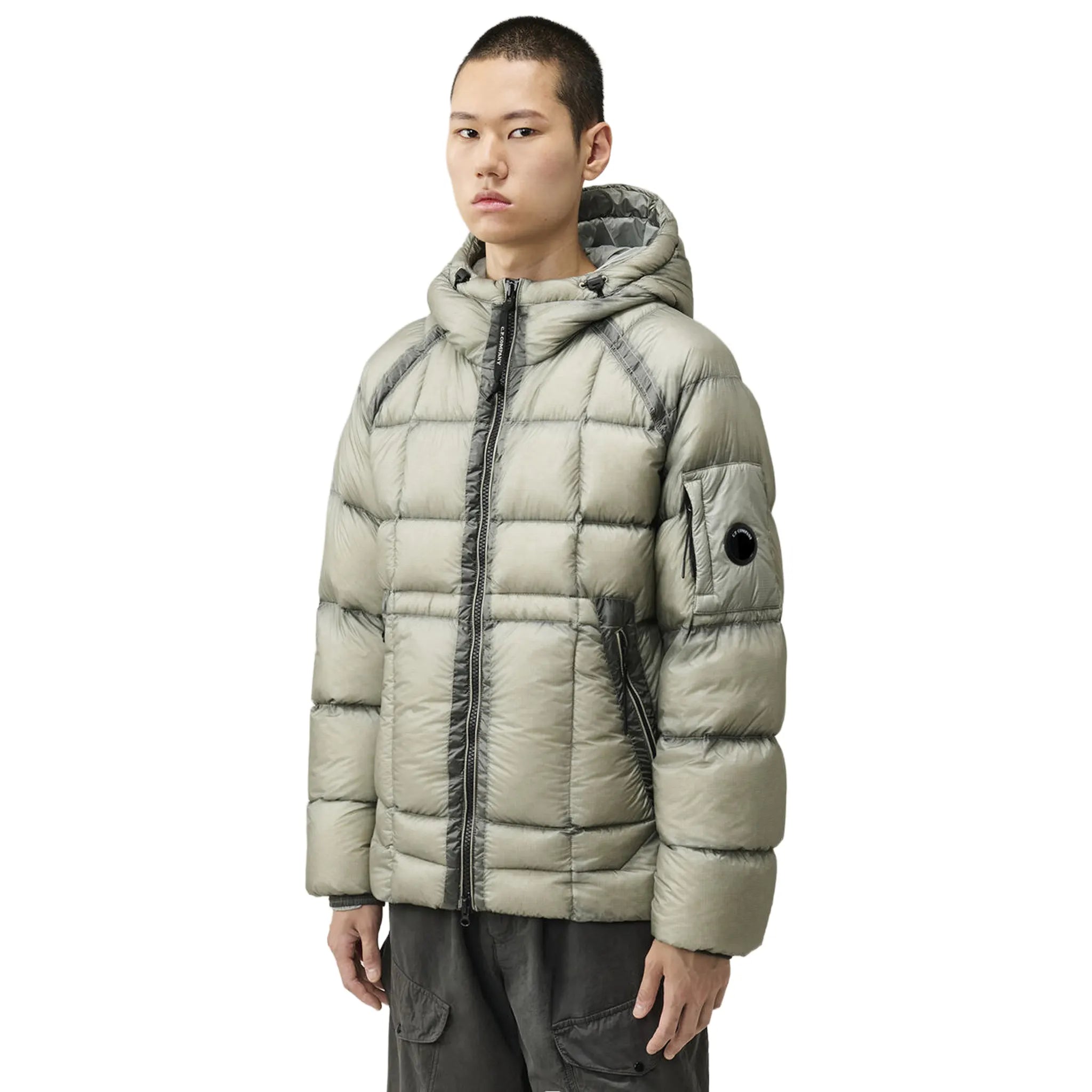 CP Company D.D. Shell Flint Grey Hooded Puffer Jacket