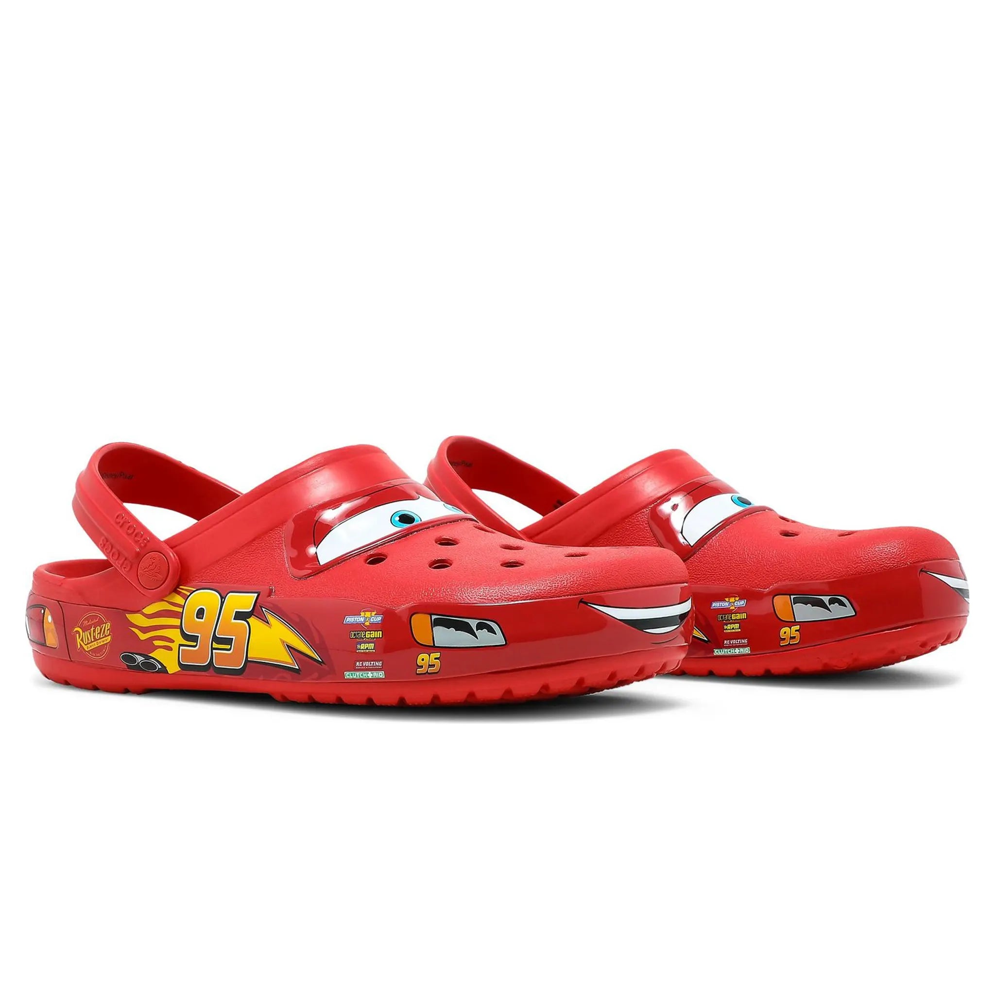 Front side view of Crocs Classic Clog Lightning McQueen 205759-610