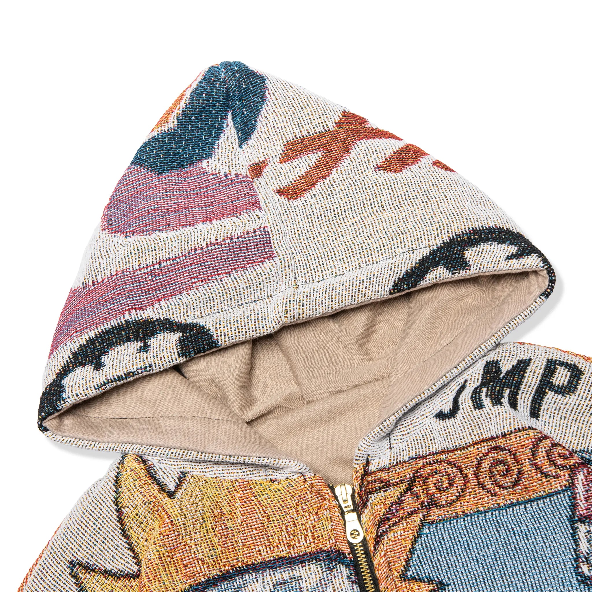 Detailed Hood View of Dedictd 9Tail Tapestry Zip-Up Hoodie