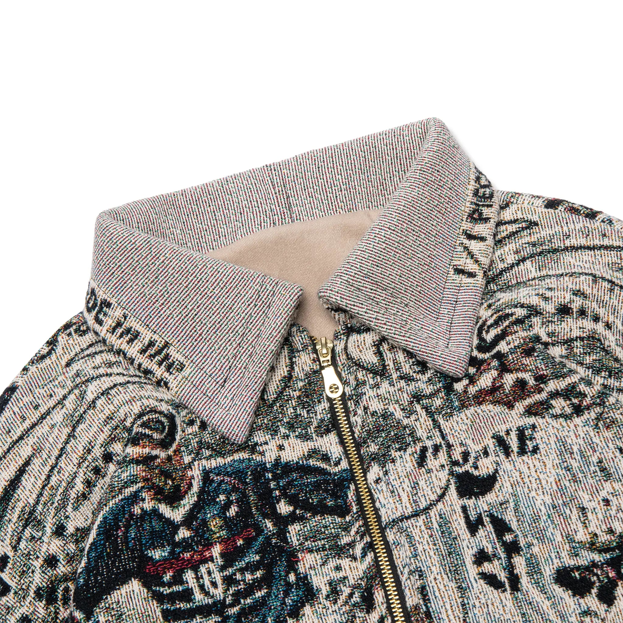 Detailed Collar View of Dedictd France Zidane Tapestry Collared Jacket