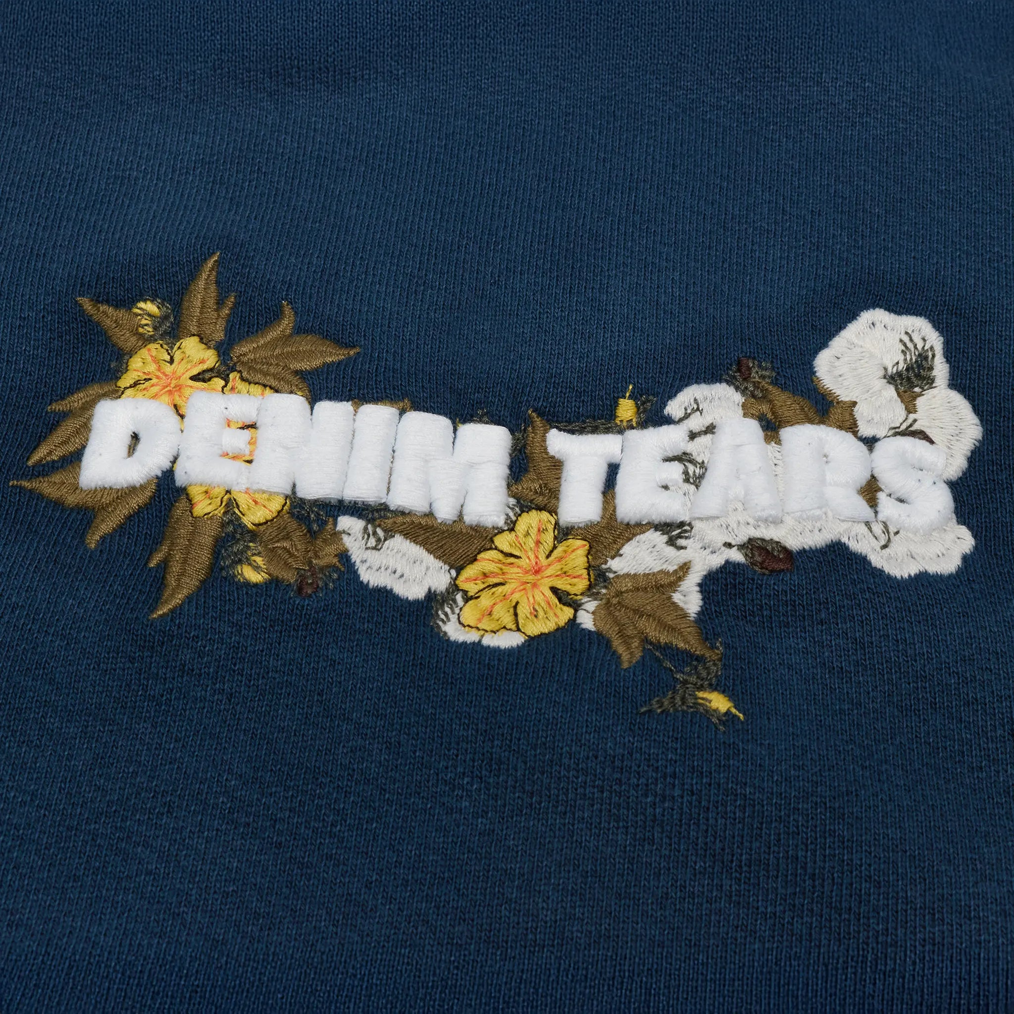 Detailed Embroidered Logo View of  Denim Tears Embroidered Logo Navy Hoodie